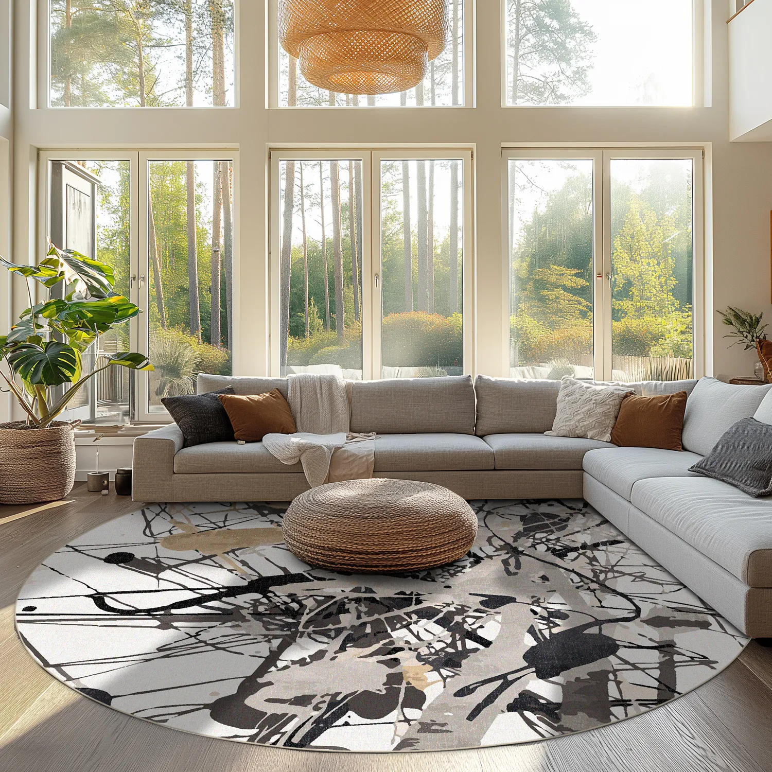 Rund Teppich - Lawrance (grau/weiß)