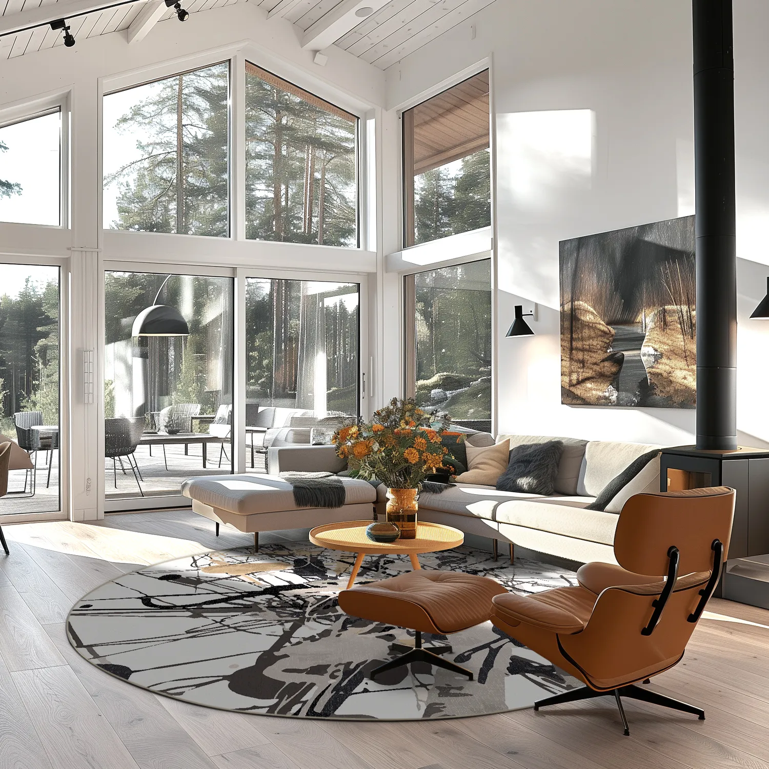 Rund Teppich - Lawrance (grau/weiß)