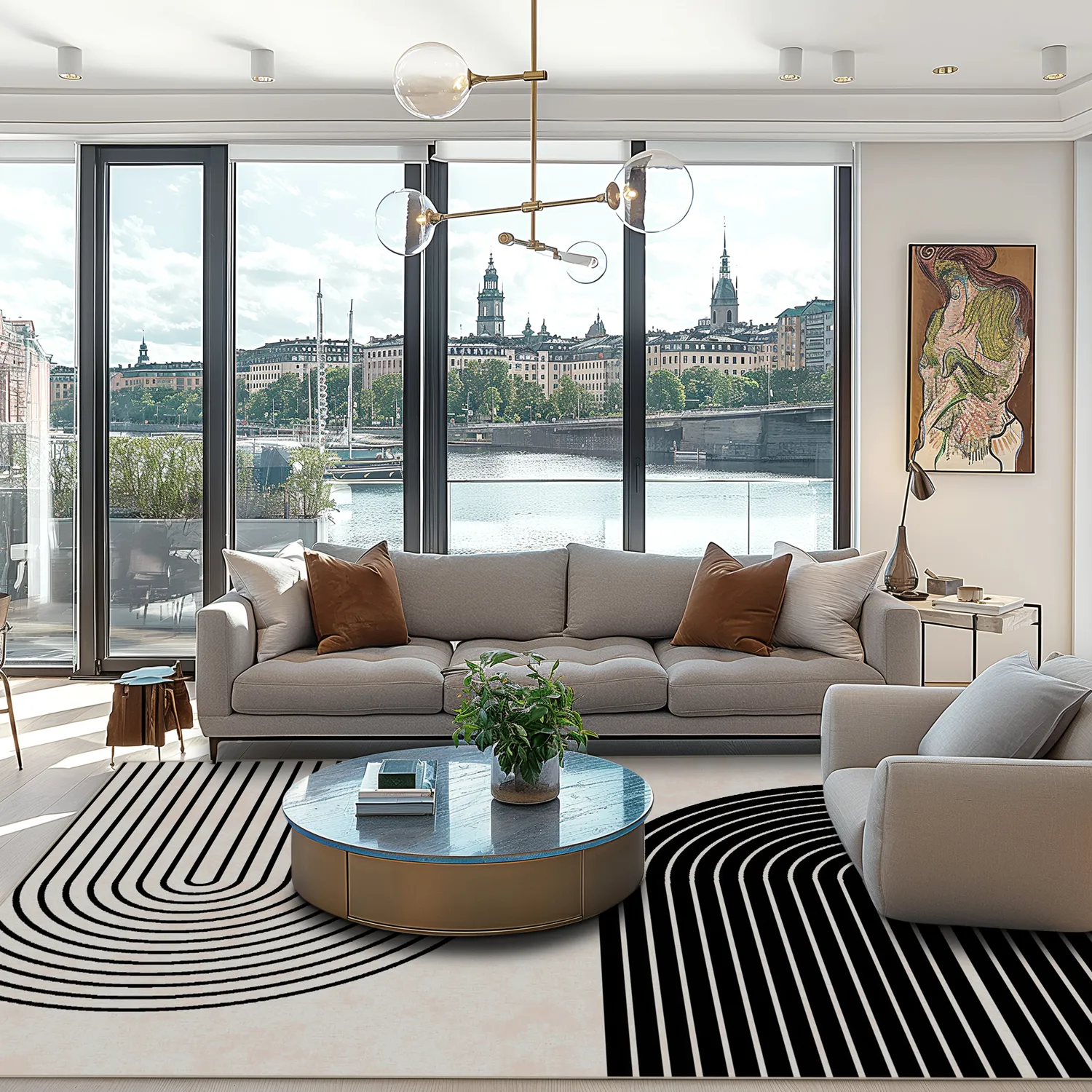 Wilton-Teppich - Lecce (schwarz/beige)