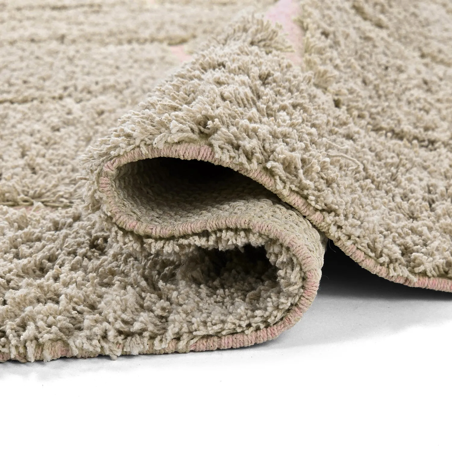 Hochflorteppiche - Lindley Natural Cotton Shaggy (beige/rosa)