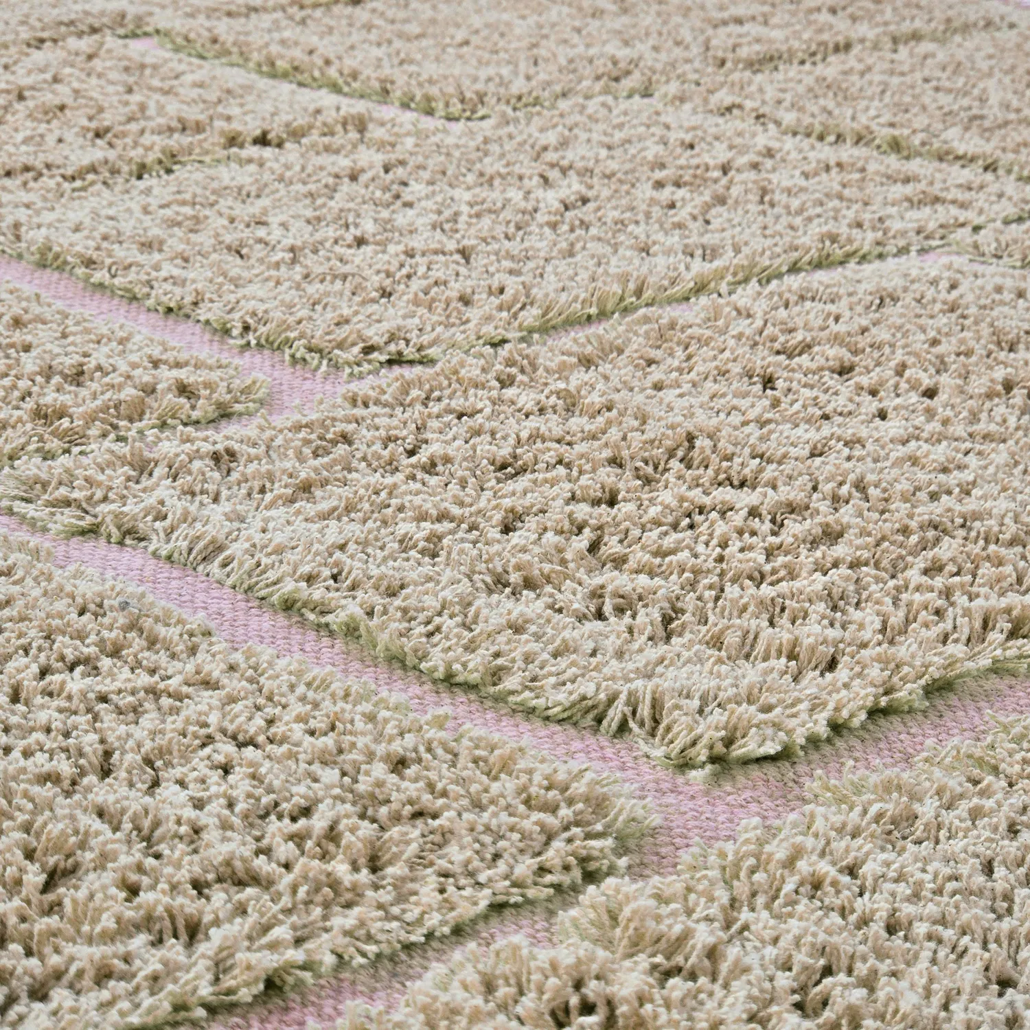 Hochflorteppiche - Lindley Natural Cotton Shaggy (beige/rosa)