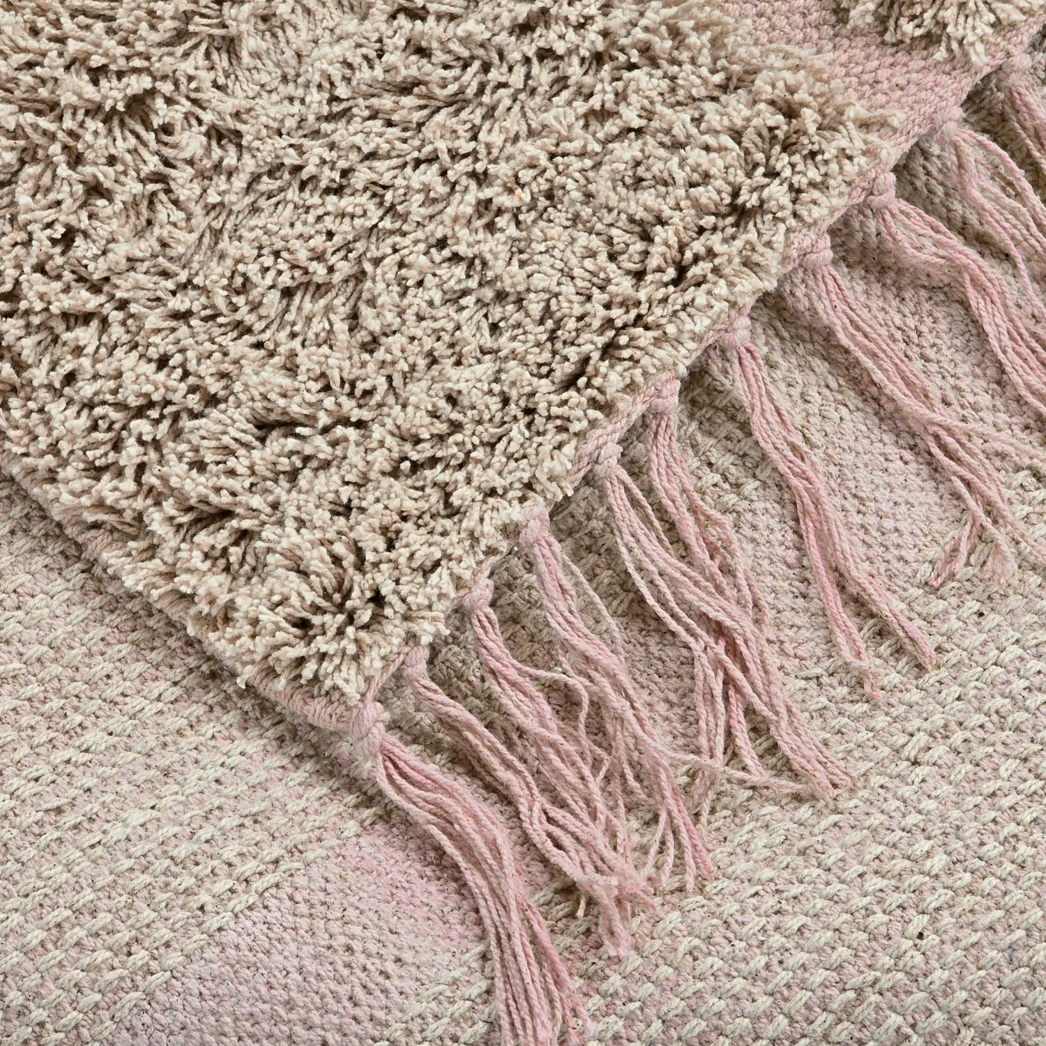 Hochflorteppiche - Lindley Natural Cotton Shaggy (beige/rosa)