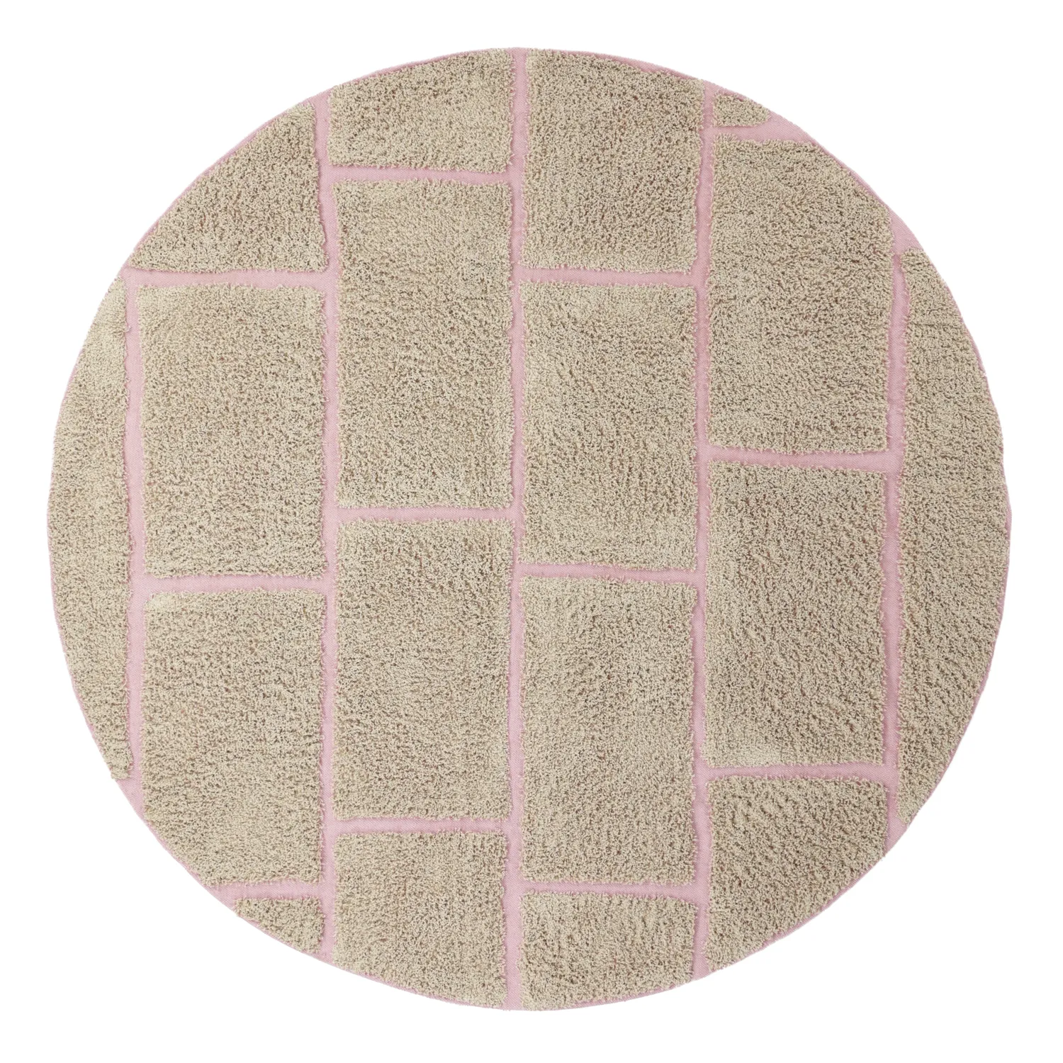 Runde Teppiche - Lindley Natural Cotton Shaggy (beige/rosa)
