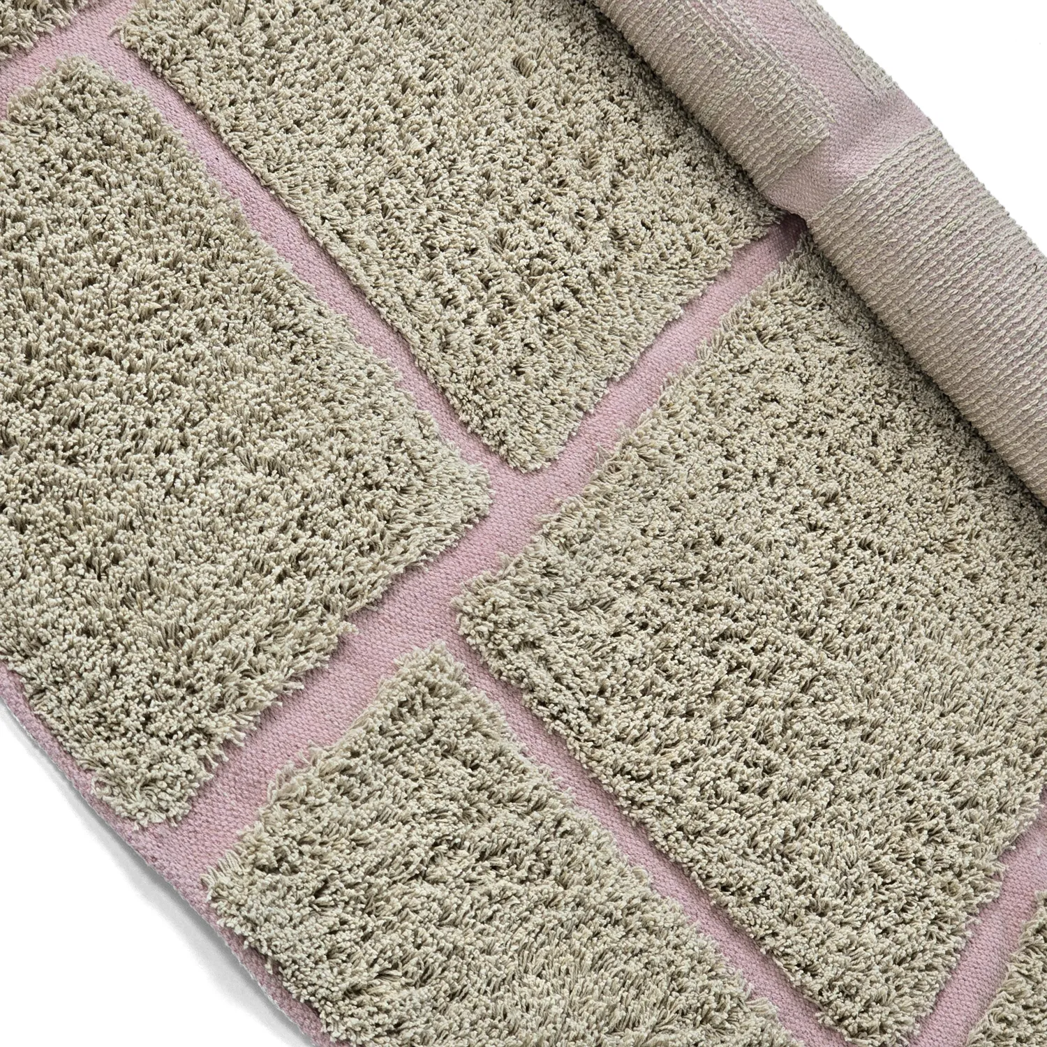 Runde Teppiche - Lindley Natural Cotton Shaggy (beige/rosa)