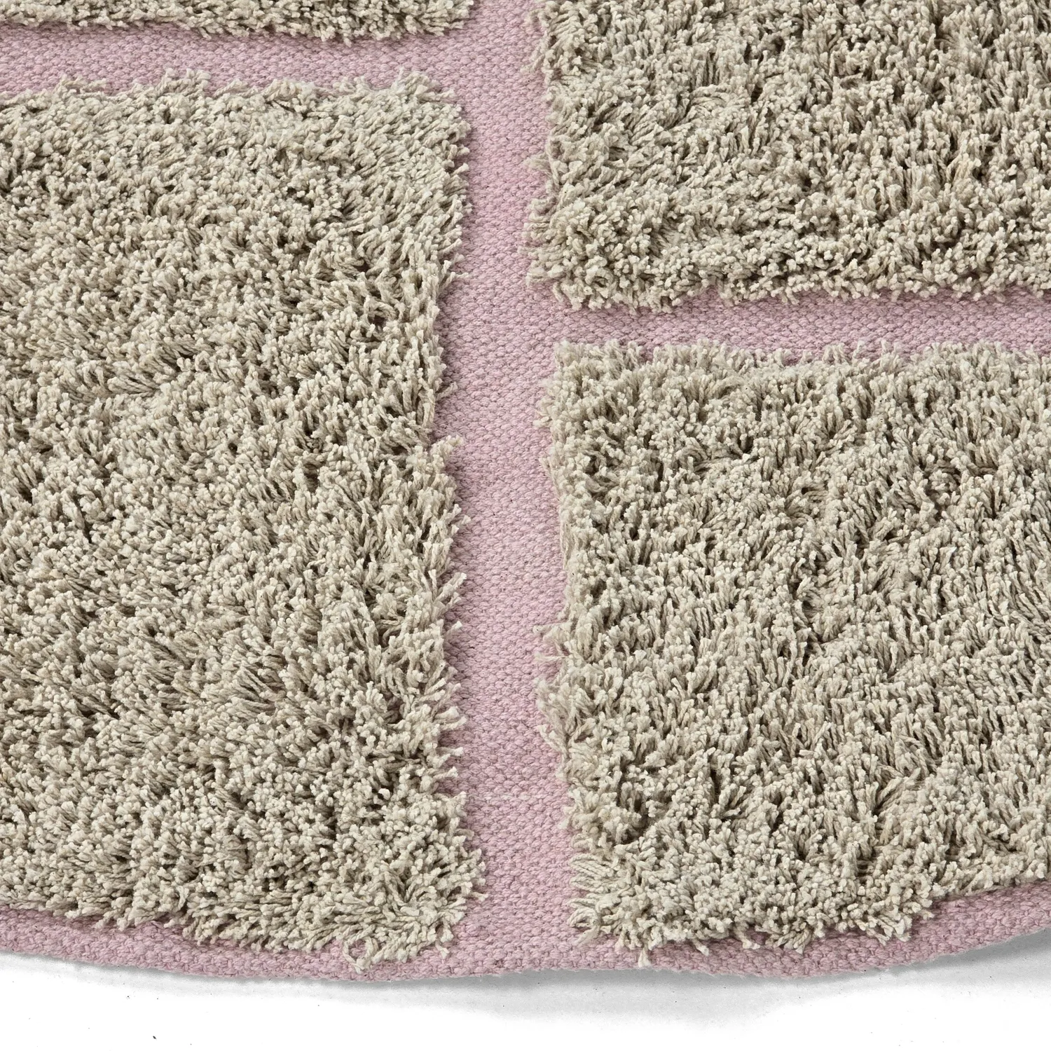 Runde Teppiche - Lindley Natural Cotton Shaggy (beige/rosa)