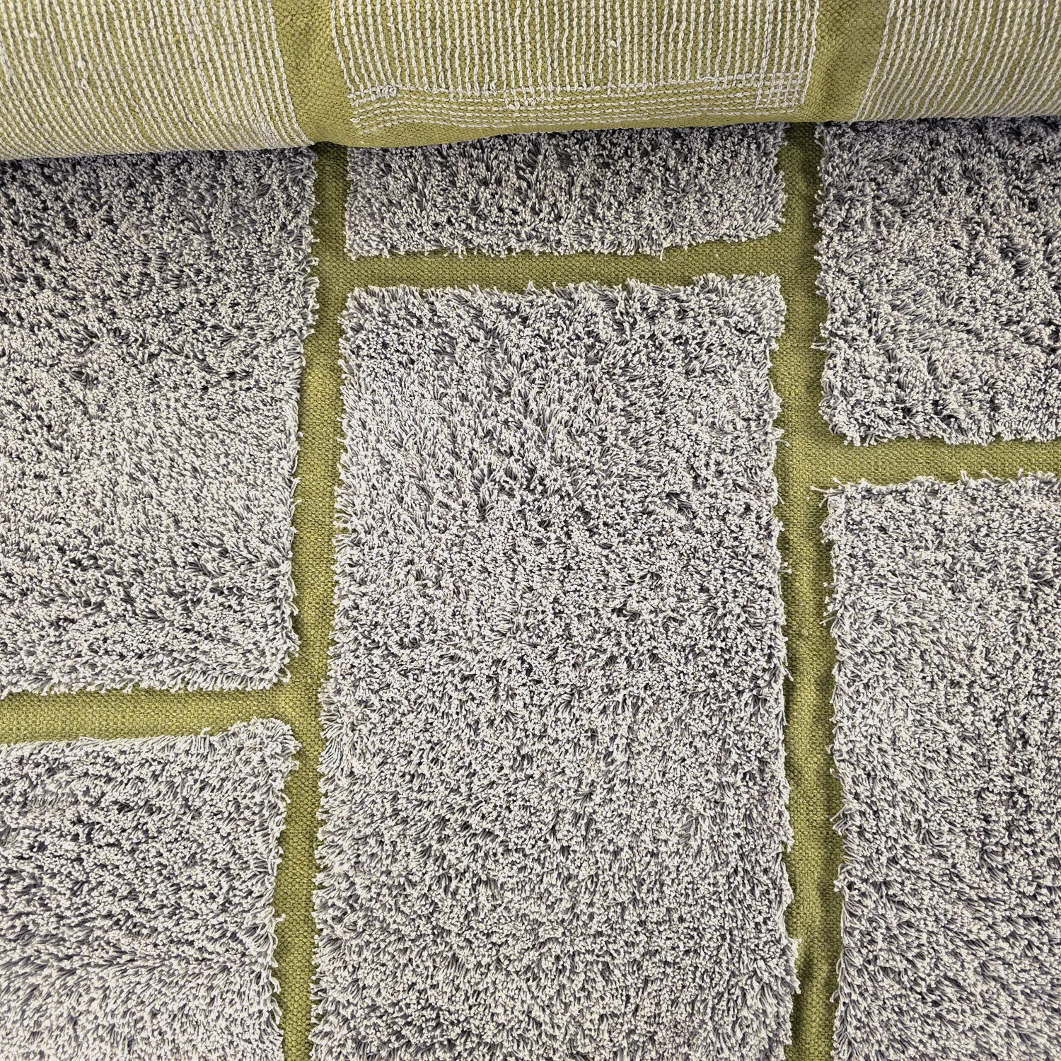 Hochflorteppiche - Lindley Natural Cotton Shaggy (greige/grün)