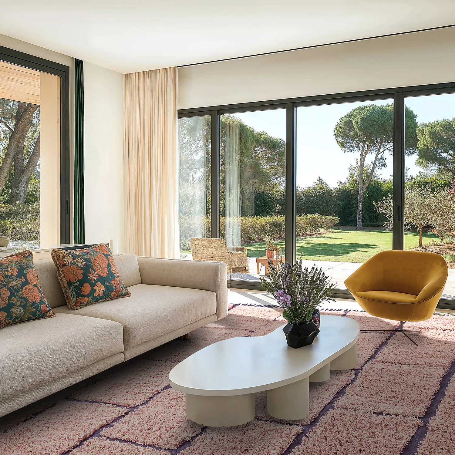 Tapis à poils longs - Lindley Natural Cotton Shaggy (roza/vijolična)