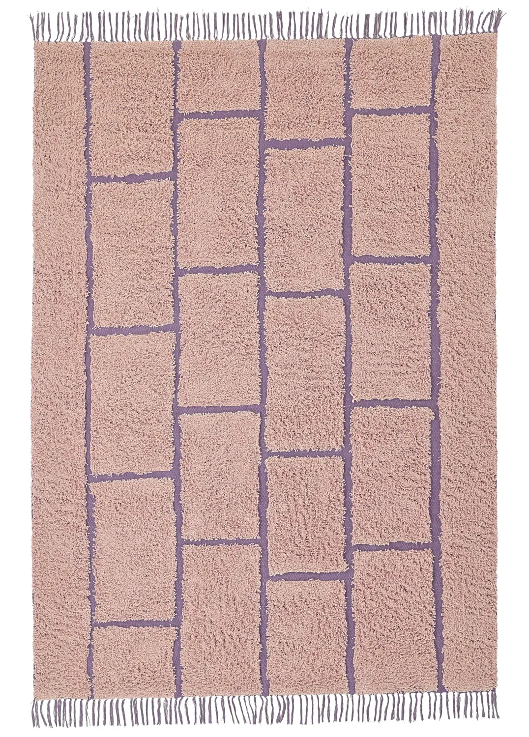 Tapis à poils longs - Lindley Natural Cotton Shaggy (roza/vijolična)