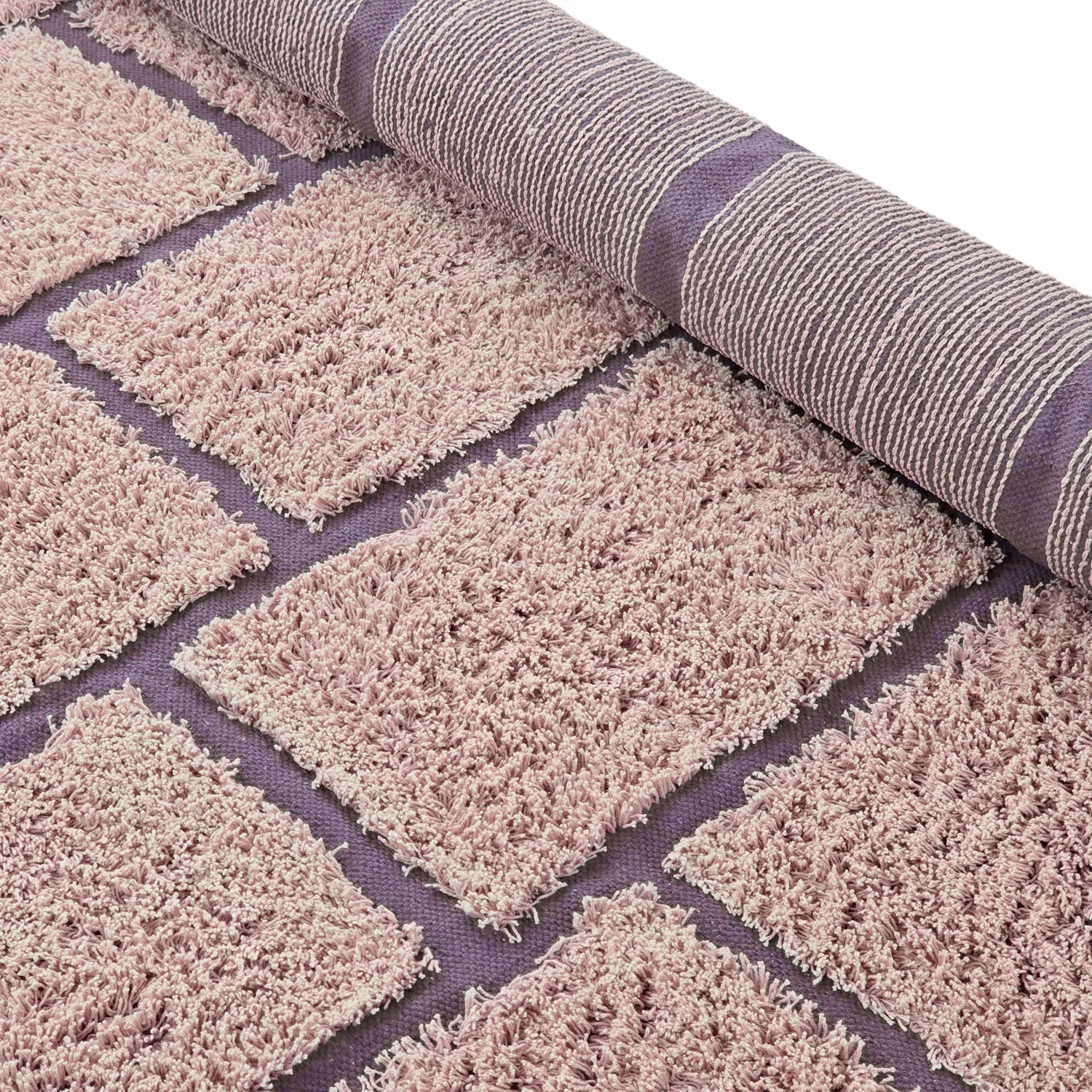 Tapis à poils longs - Lindley Natural Cotton Shaggy (roza/vijolična)