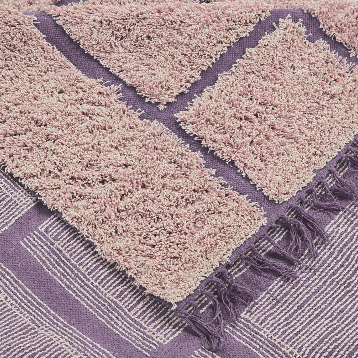 Tapis à poils longs - Lindley Natural Cotton Shaggy (roza/vijolična)