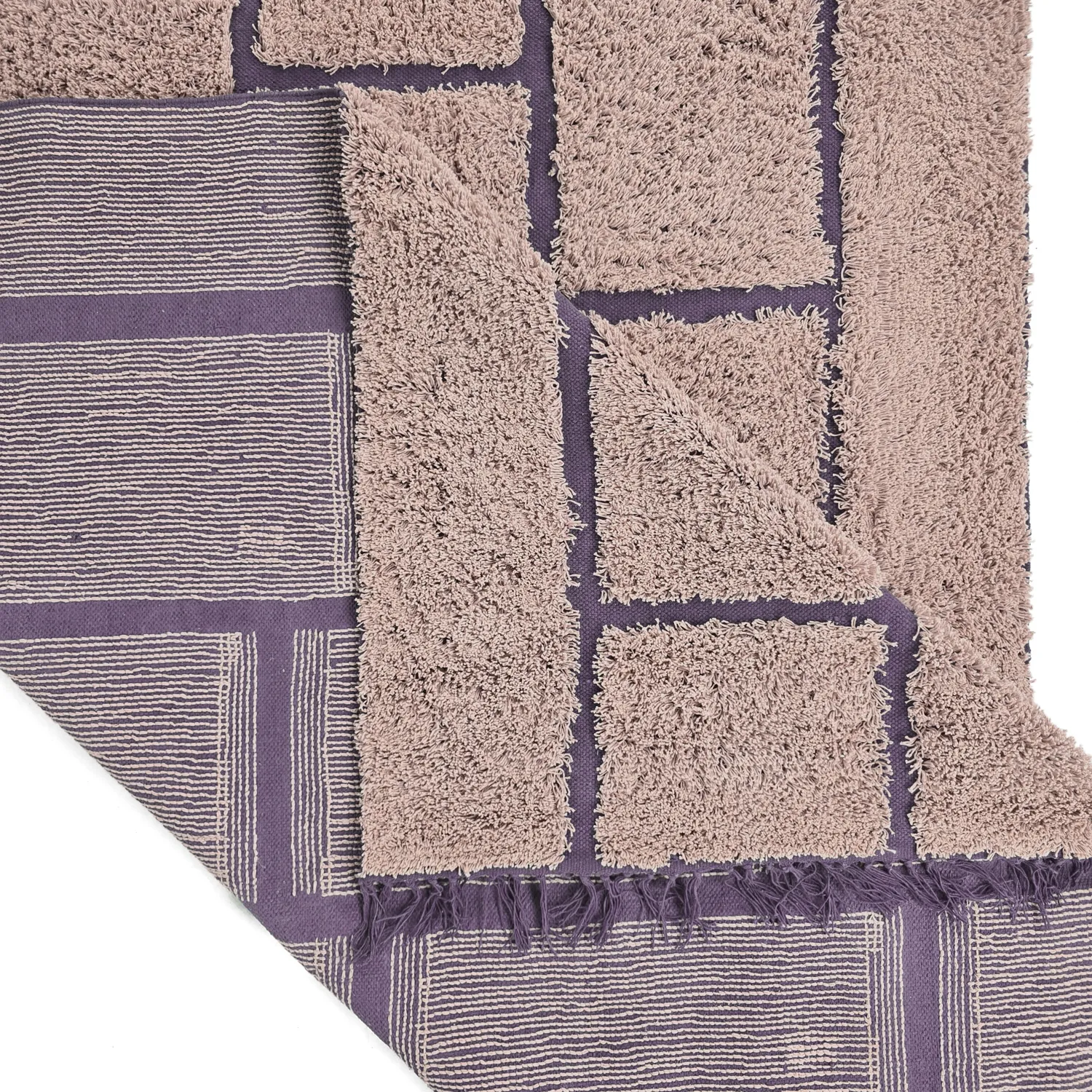 Tapis à poils longs - Lindley Natural Cotton Shaggy (roza/vijolična)