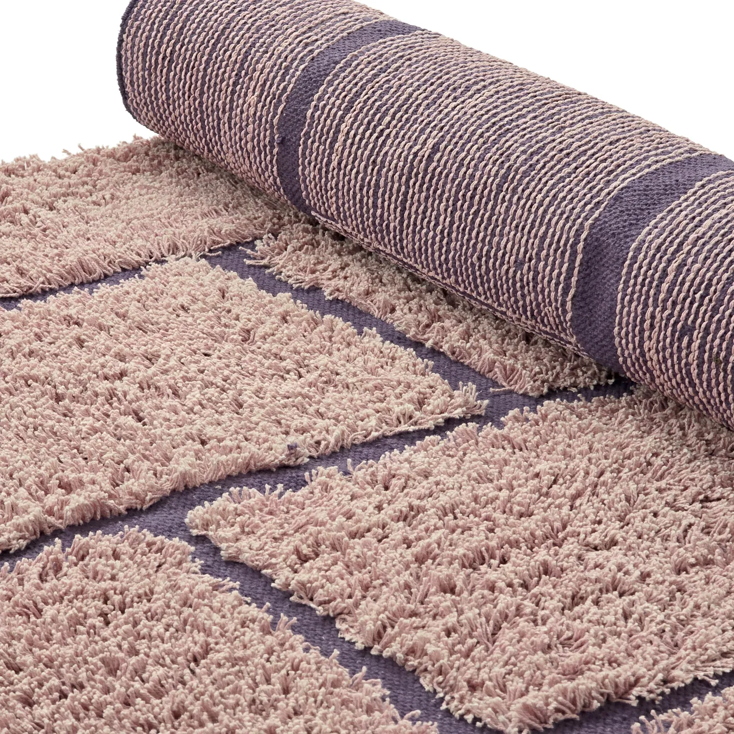 Tapis à poils longs - Lindley Natural Cotton Shaggy (roza/vijolična)