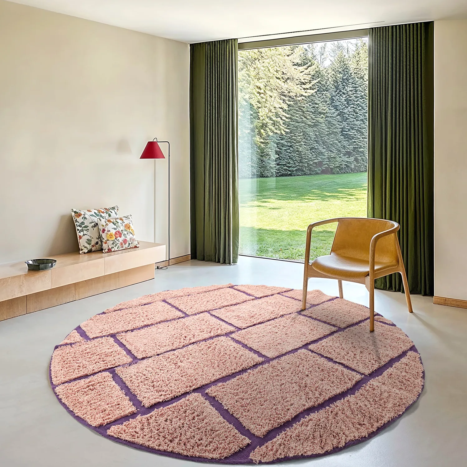 Runde Teppiche - Lindley Natural Cotton Shaggy (rosa/lila)