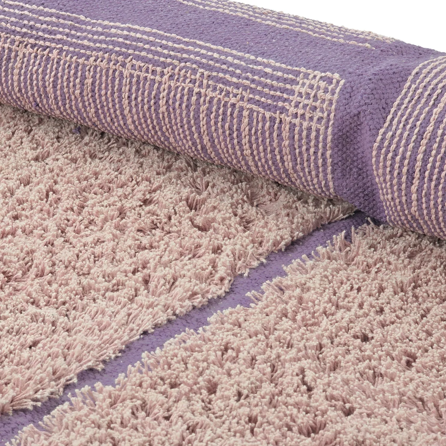 Runde Teppiche - Lindley Natural Cotton Shaggy (rosa/lila)