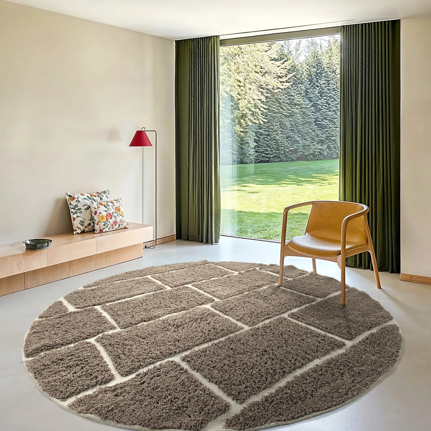 Runde Teppiche - Lindley Natural Cotton Shaggy (taupe/grau)