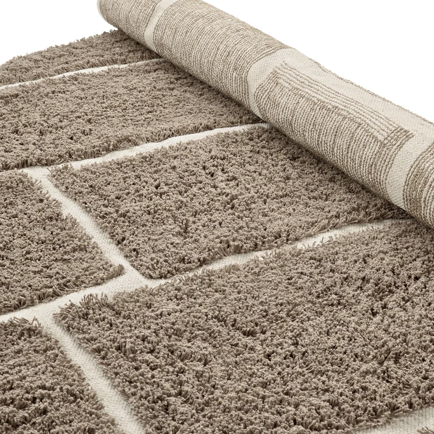 Runde Teppiche - Lindley Natural Cotton Shaggy (taupe/grau)