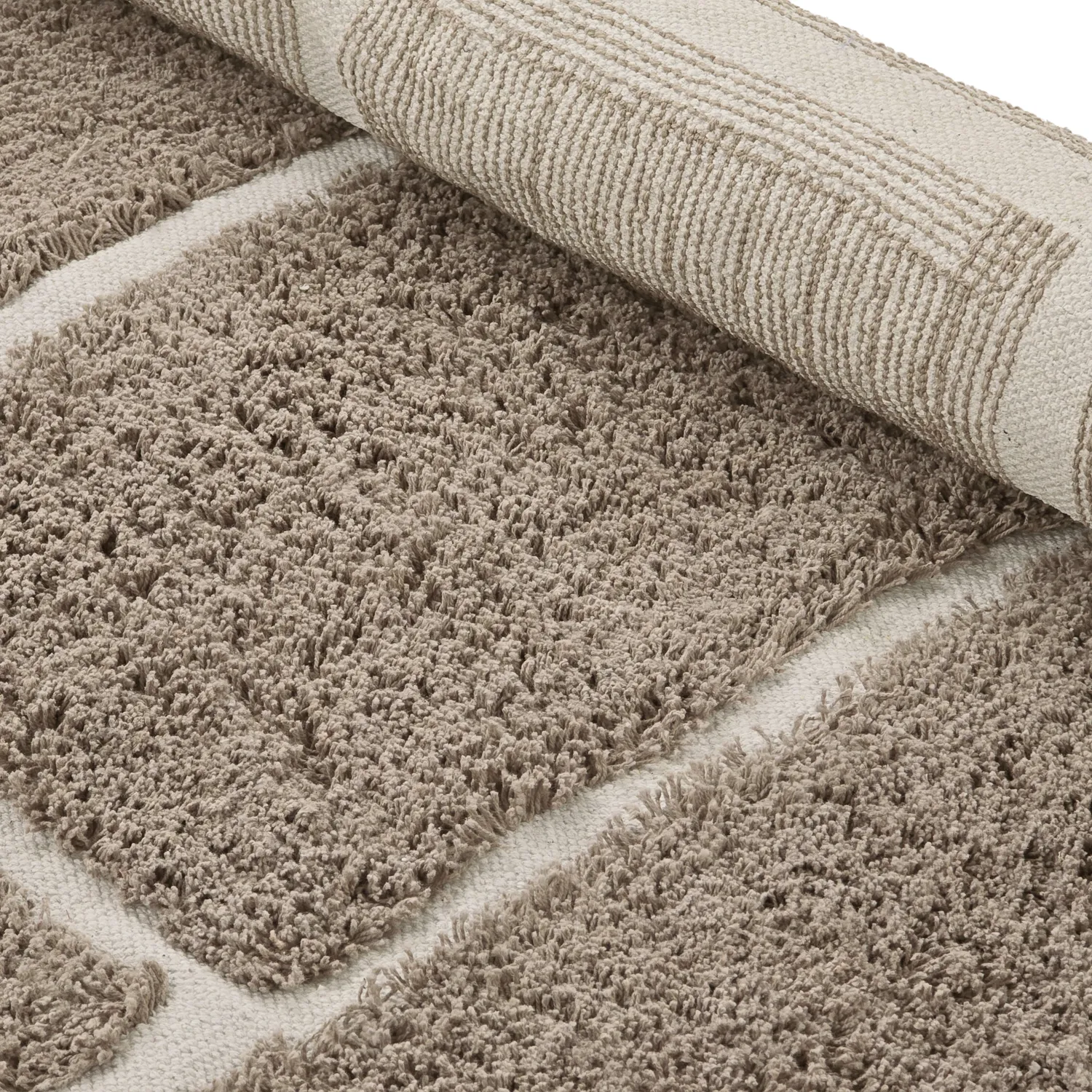 Runde Teppiche - Lindley Natural Cotton Shaggy (taupe/grau)