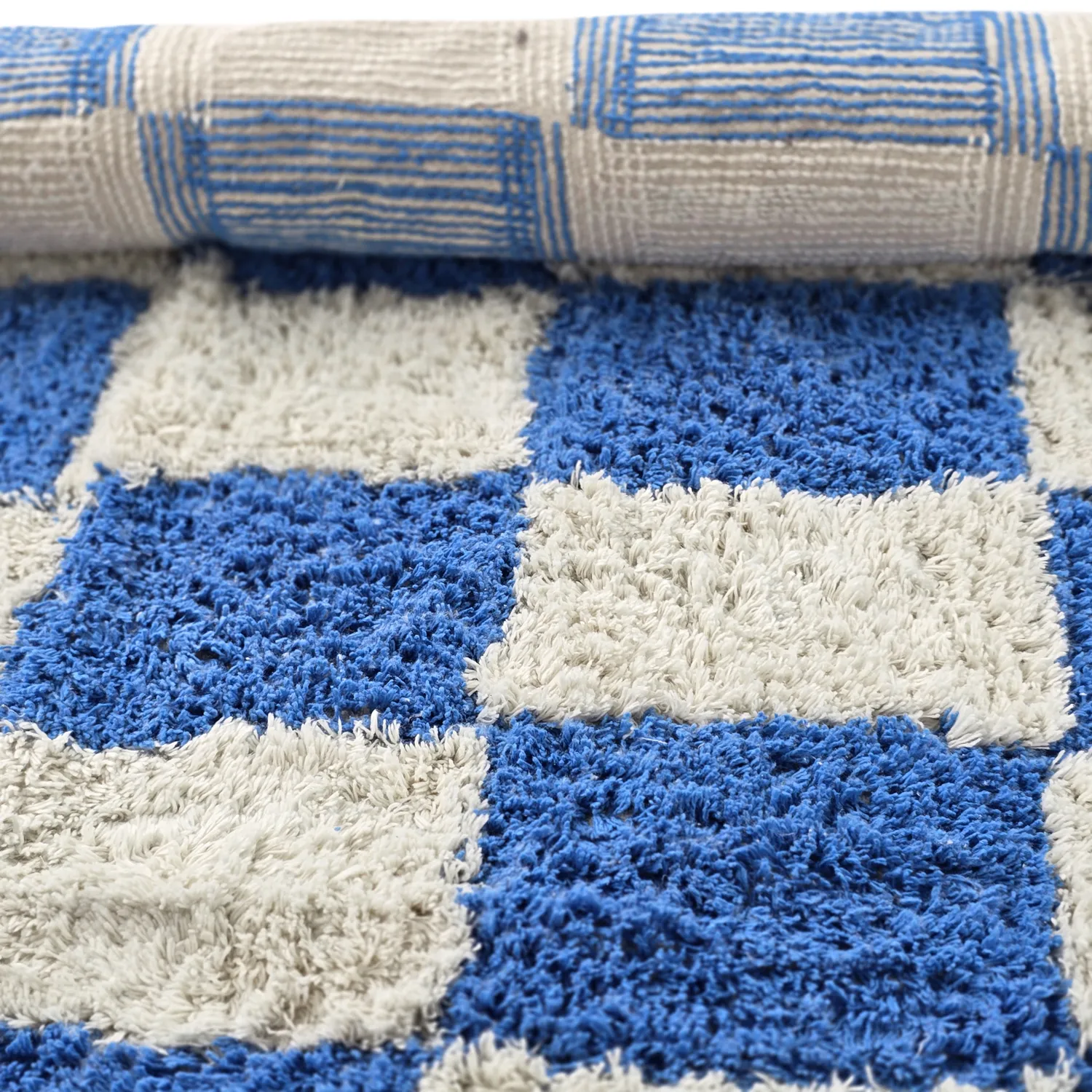 Rund Teppich - Maranello Natural Cotton Shaggy (blau)