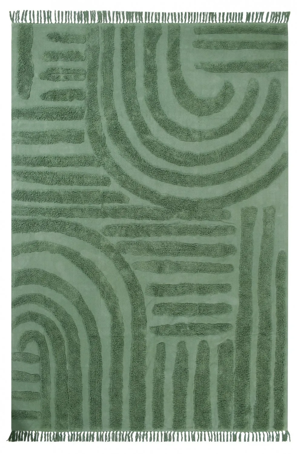 Hochflorteppiche - Mavis Natural Cotton Shaggy (grün)