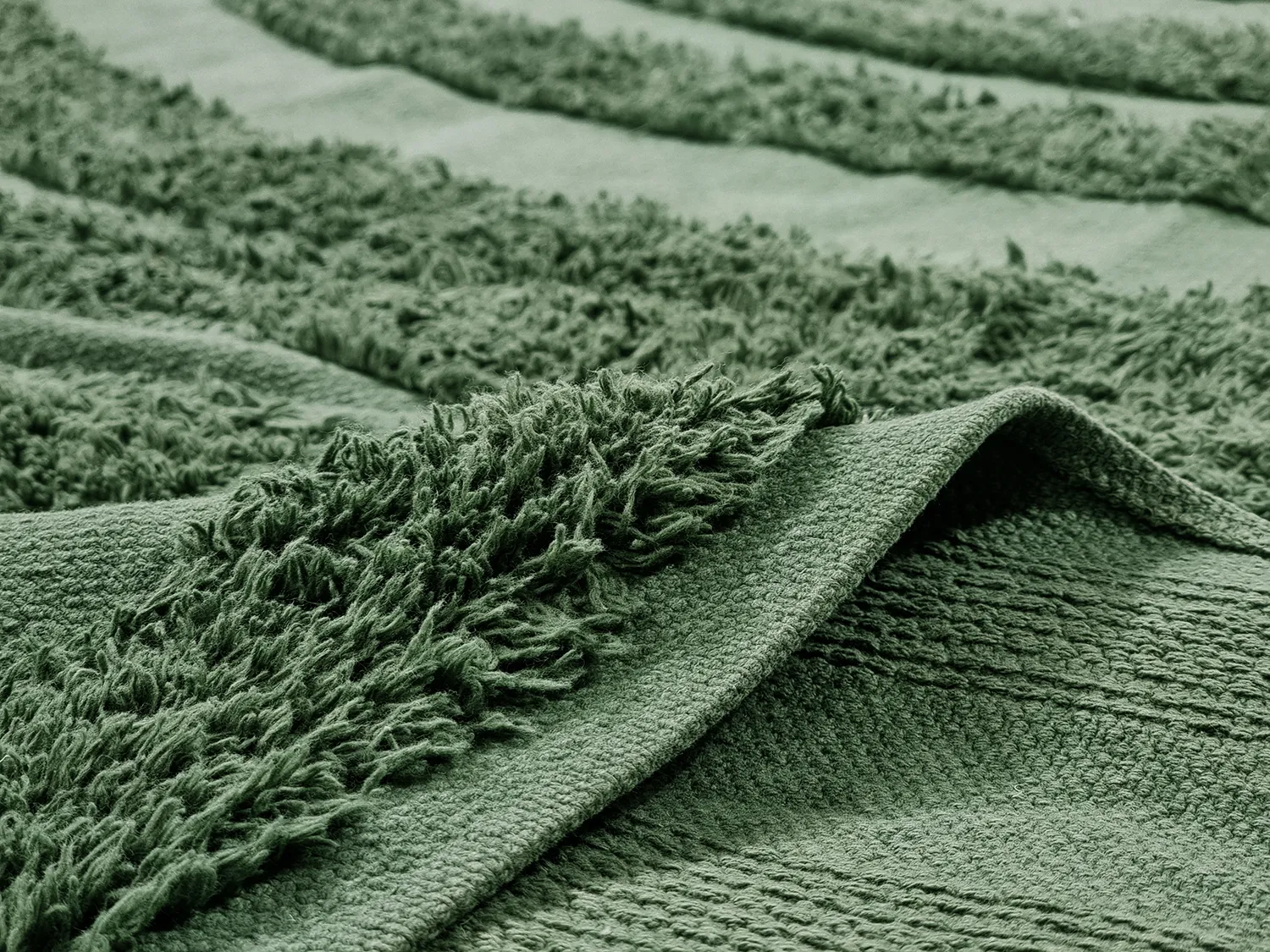 Hochflorteppiche - Mavis Natural Cotton Shaggy (grün)