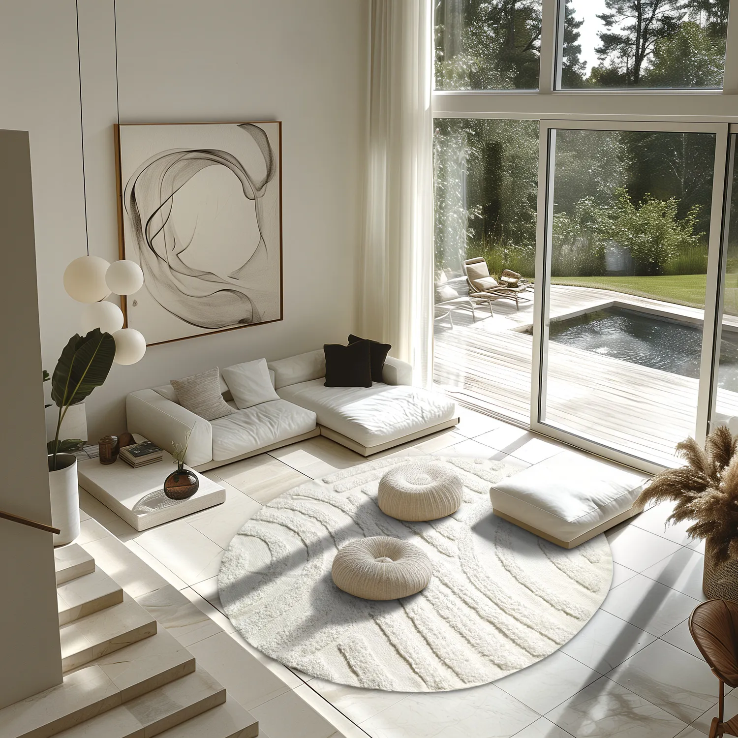 Runde Teppiche - Margo Natural Cotton Shaggy (offwhite)