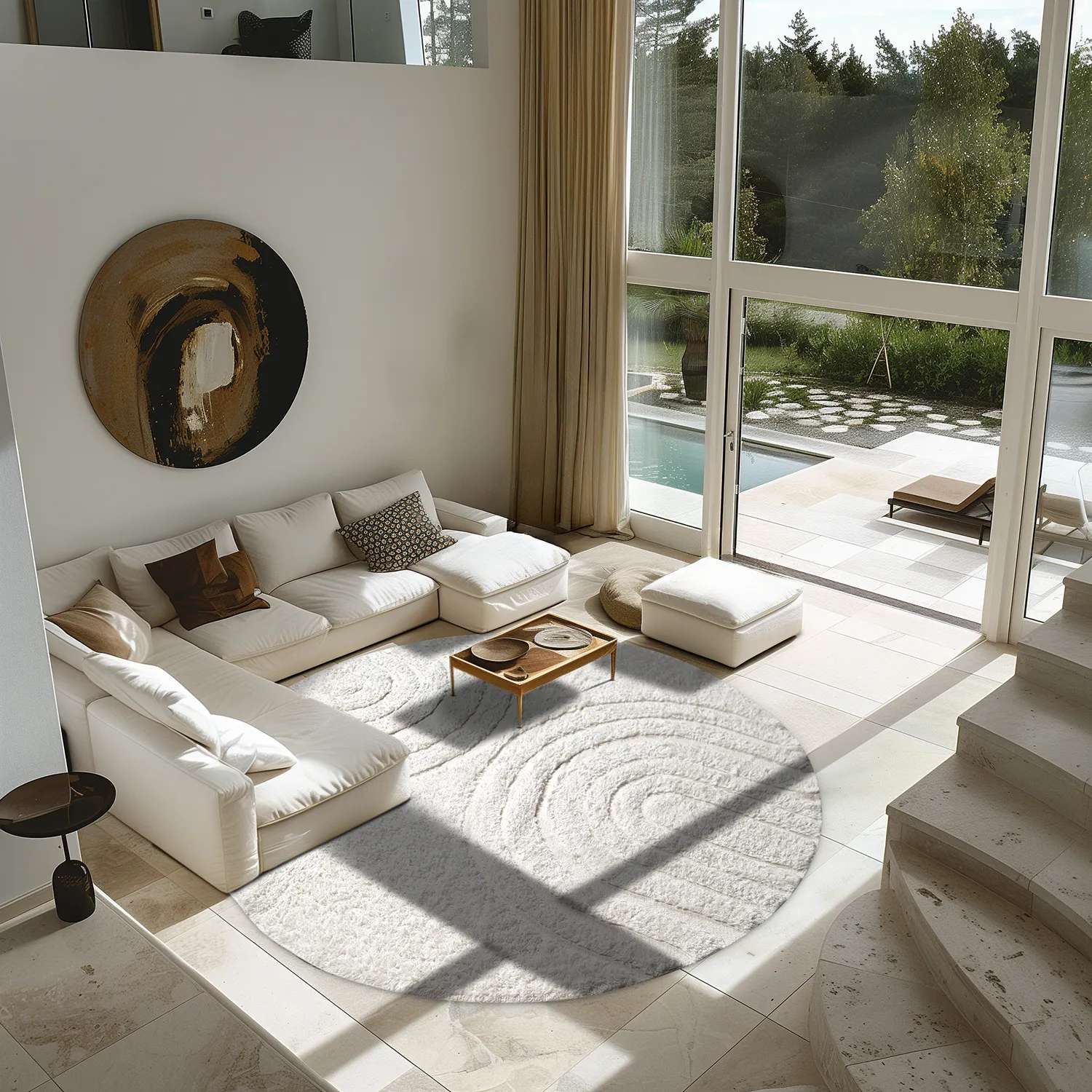 Runde Teppiche - Navarra Natural Cotton Shaggy (weiß)