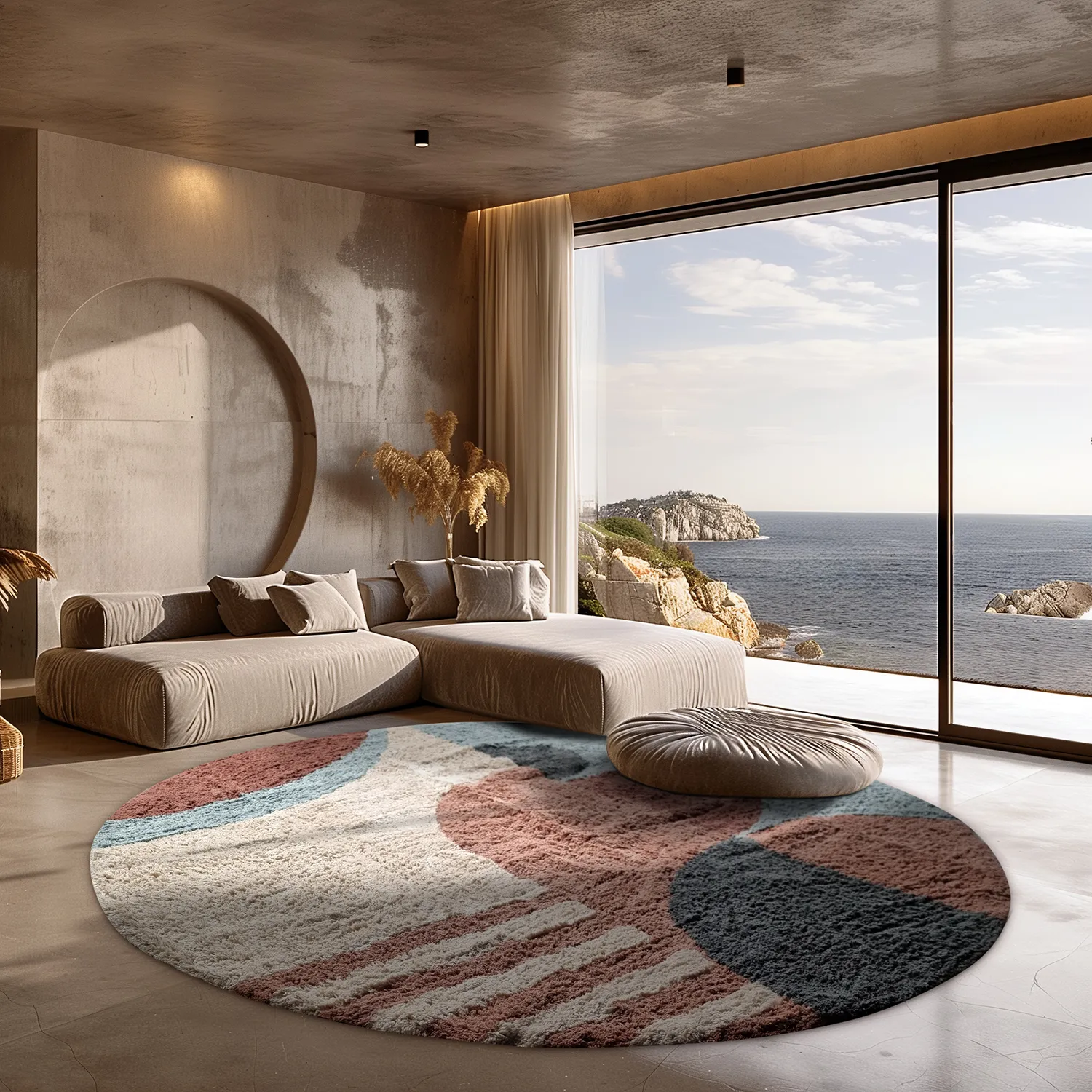 Runde Teppiche - Osmery Natural Cotton Shaggy (multi)