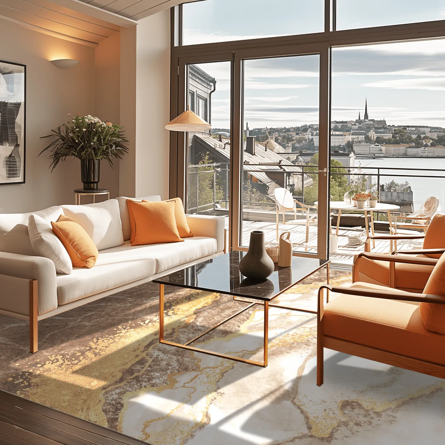 Wilton-Teppich - Padova (braun/weiß/gold)