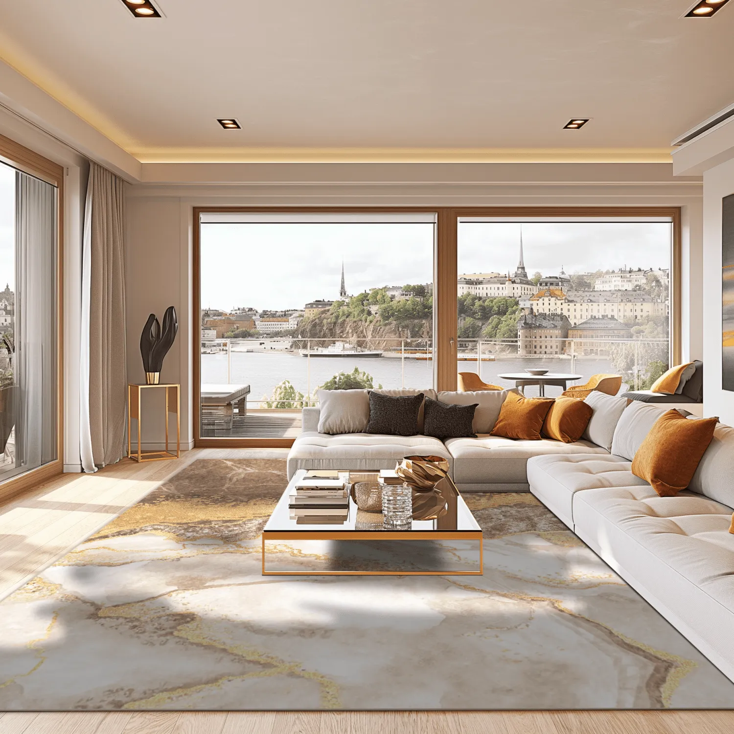 Wilton-Teppich - Padova (braun/weiß/gold)