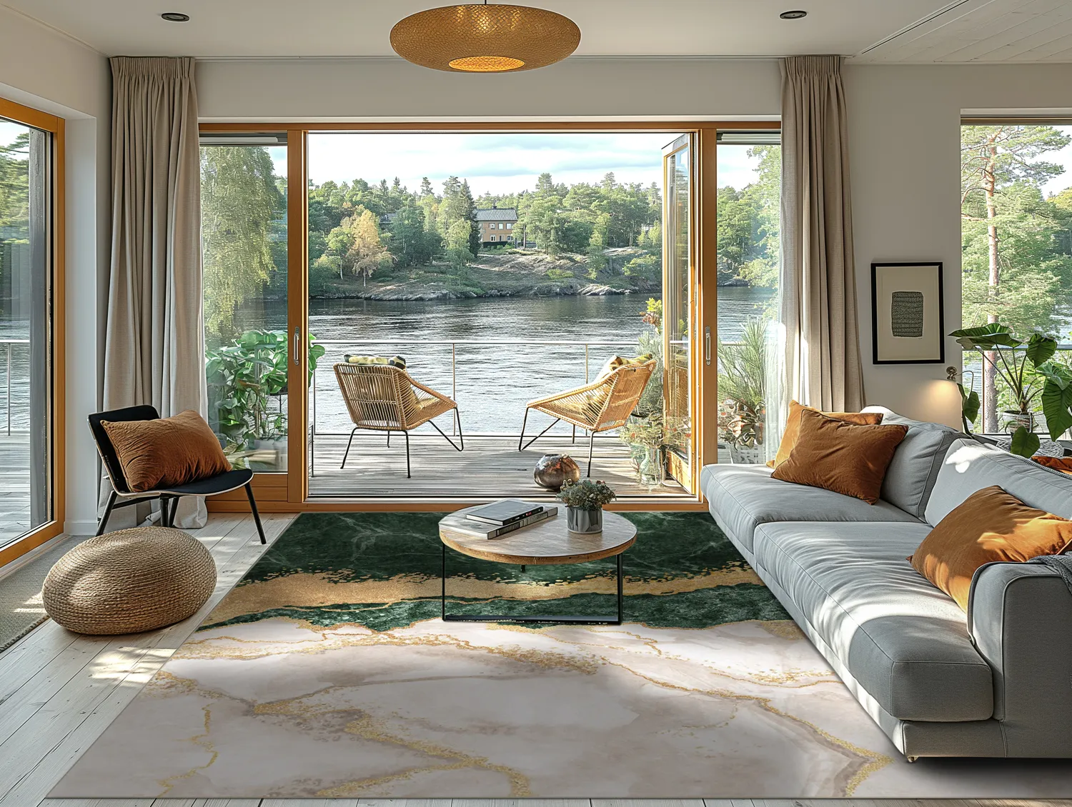 Wilton-Teppich - Padova (grün/weiß/gold)