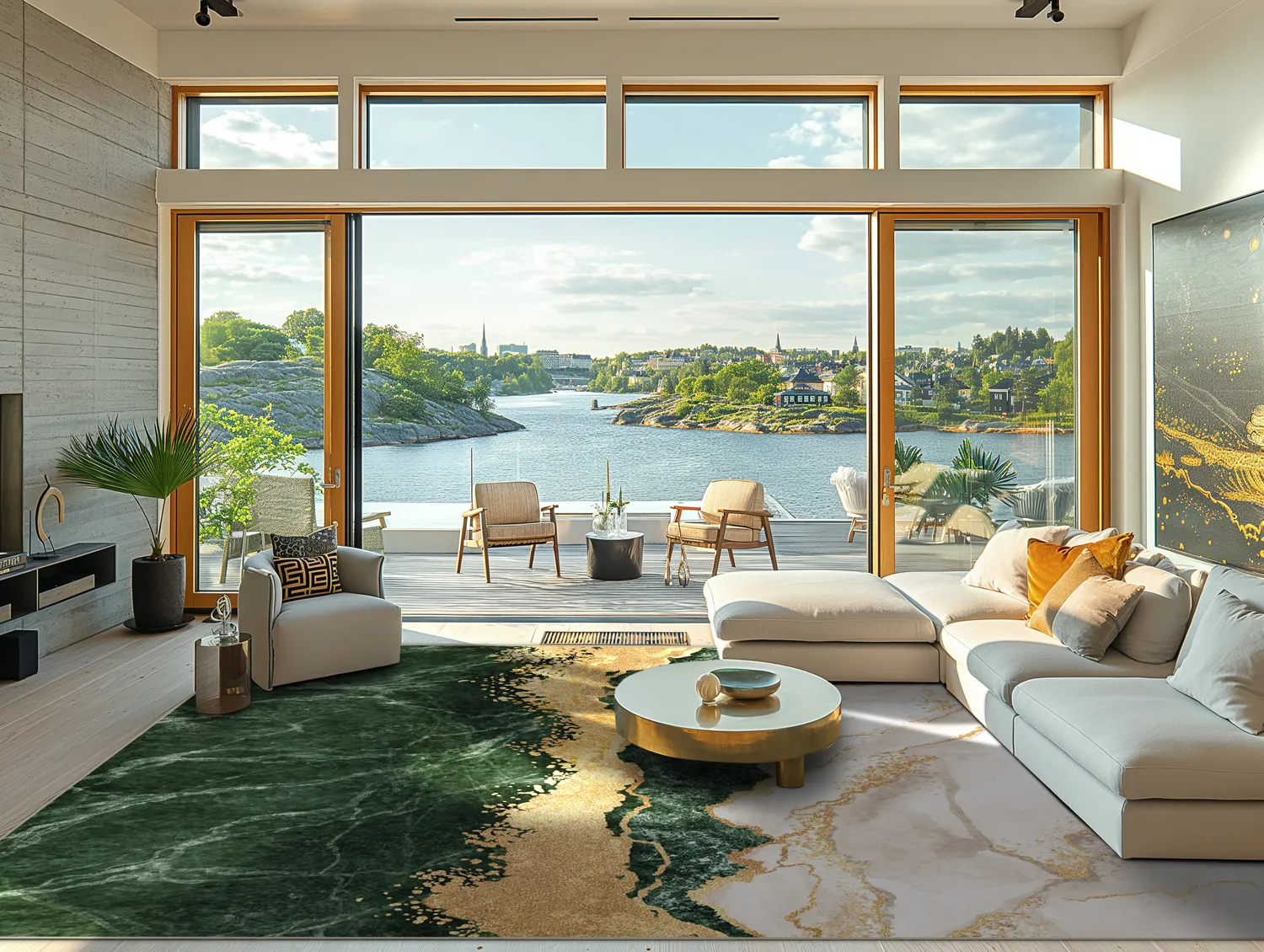 Wilton-Teppich - Padova (grün/weiß/gold)