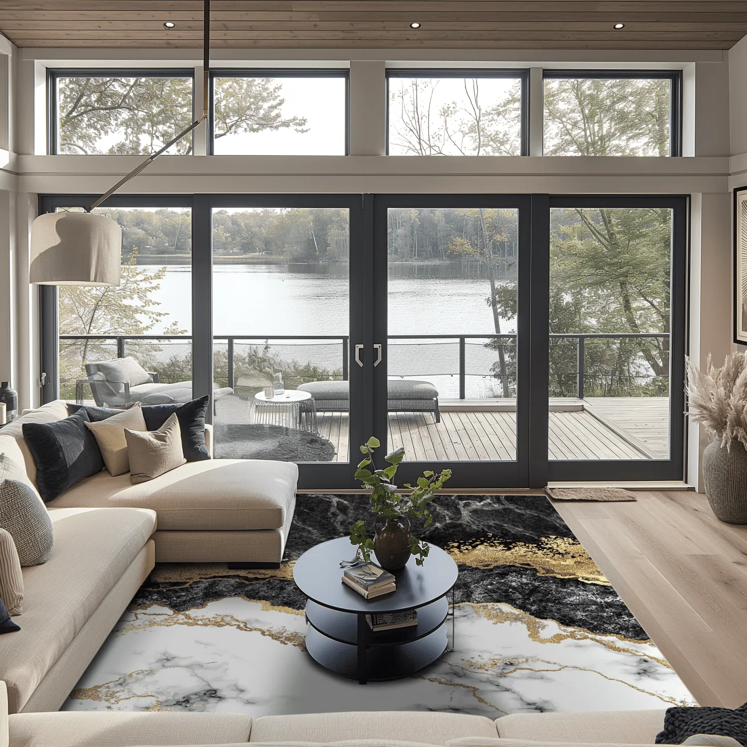 Wilton-Teppich - Padova (schwarz/weiß/gold)