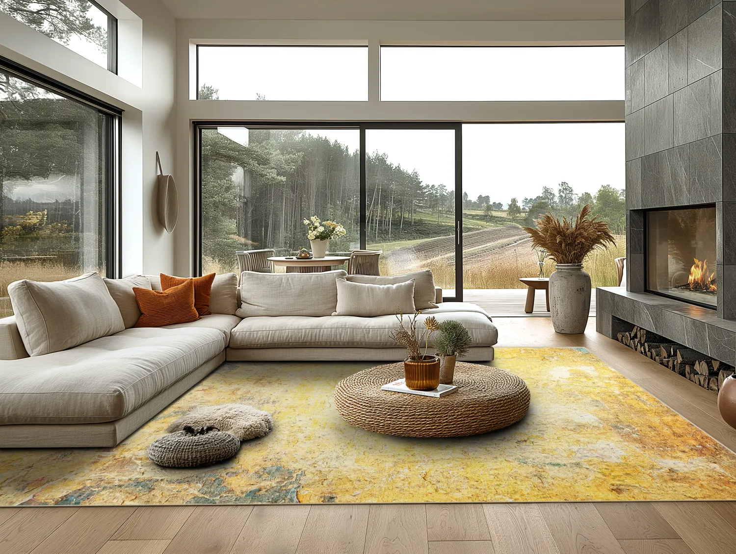 Wilton-Teppich - Palau (gold/beige/blau)