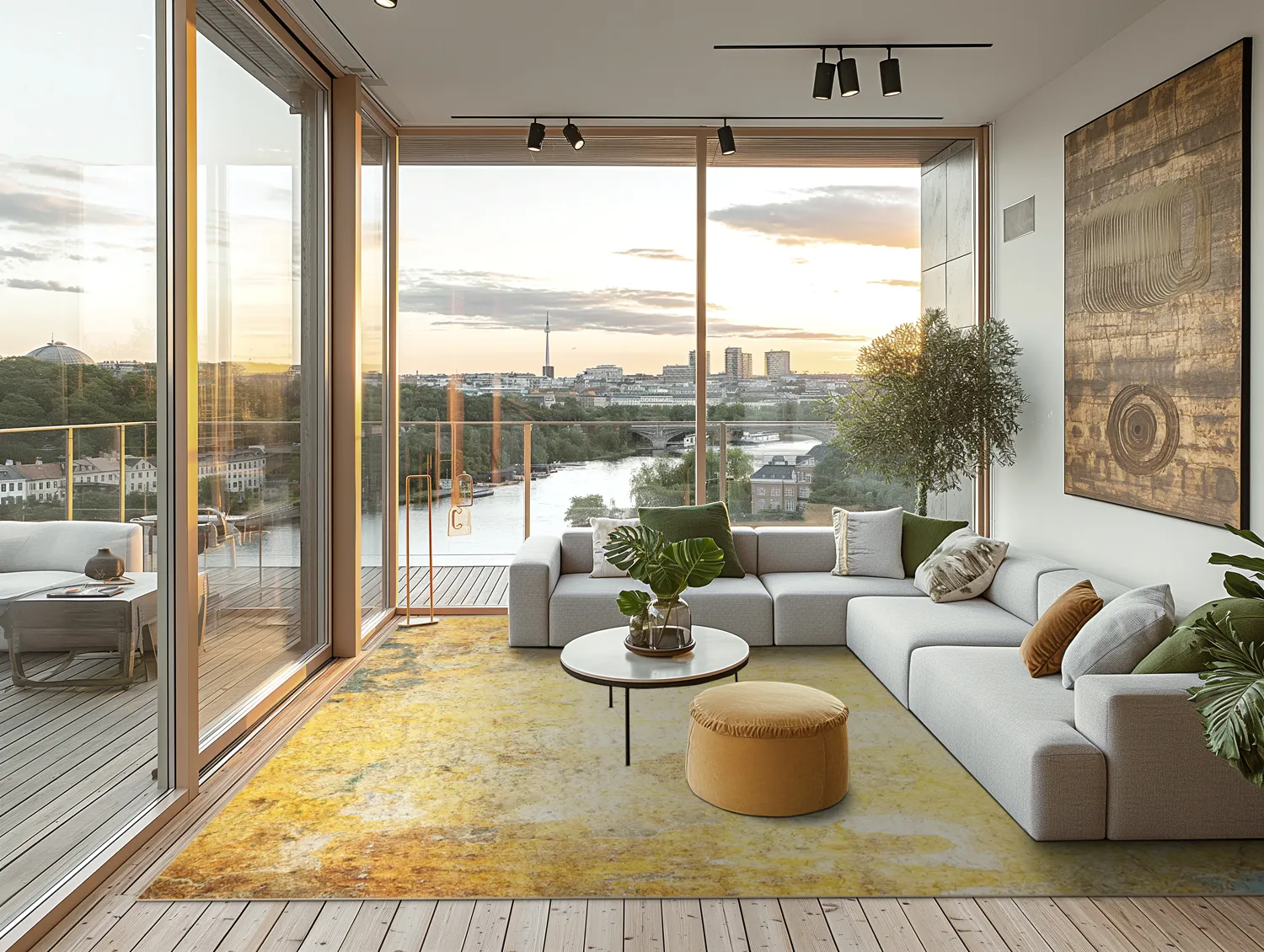 Wilton-Teppich - Palau (gold/beige/blau)