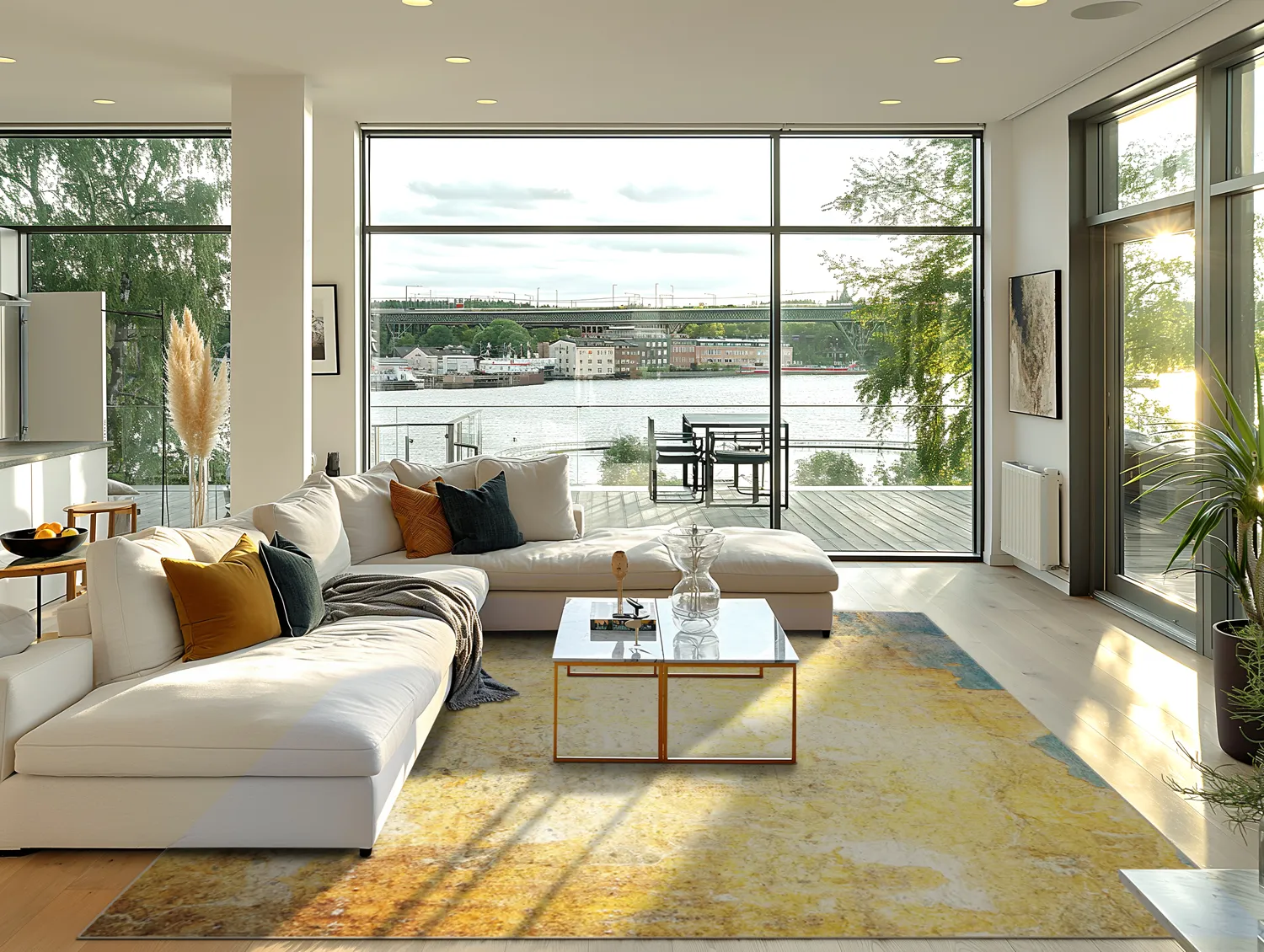 Wilton-Teppich - Palau (gold/beige/blau)