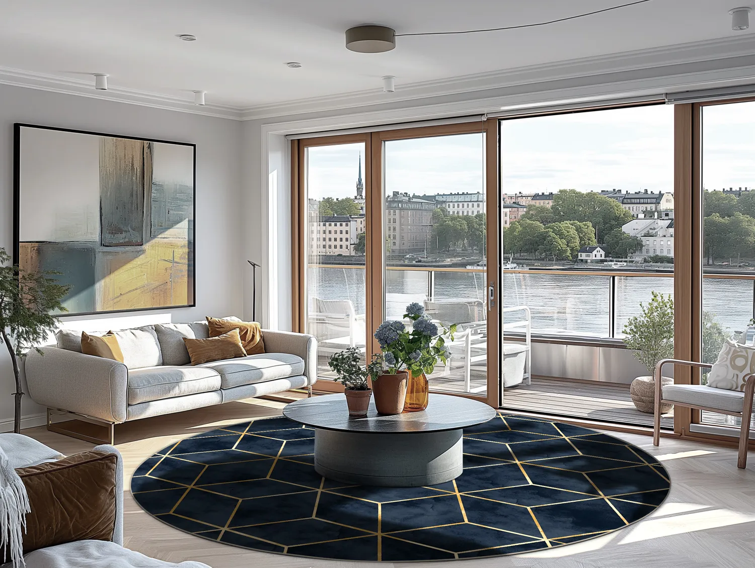 Rund Teppich - Remy (dunkelblau)