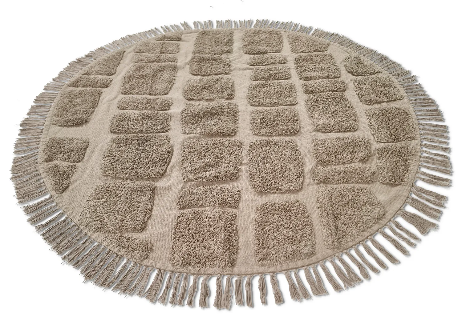 Runde Teppiche - Salem Natural Cotton Shaggy (taupe)