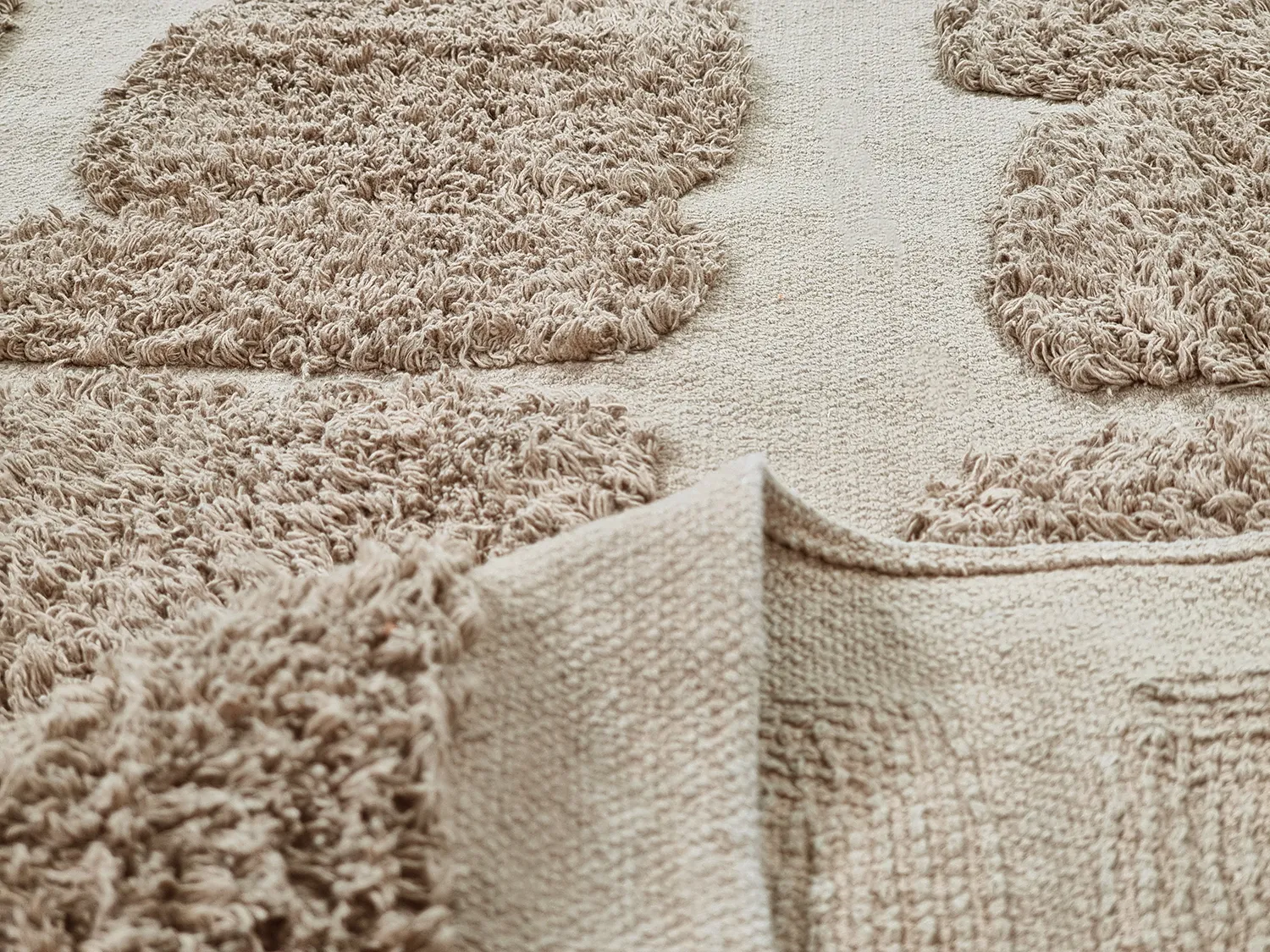 Runde Teppiche - Salem Natural Cotton Shaggy (taupe)