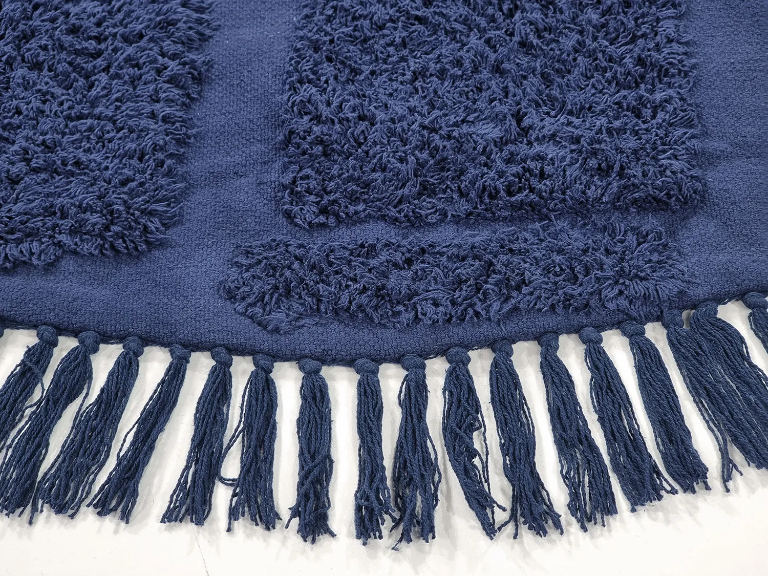 Runde Teppiche - Salem Natural Cotton Shaggy (Dunkelblau)