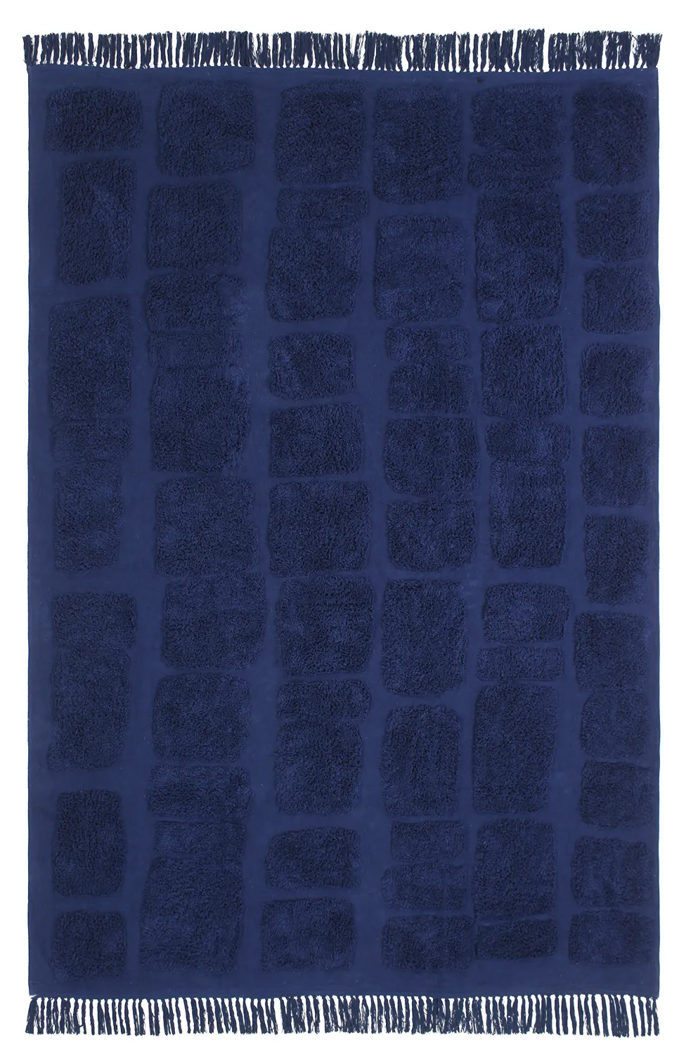 Tapis à poils longs - Salem Natural Cotton Shaggy (bleu foncé)