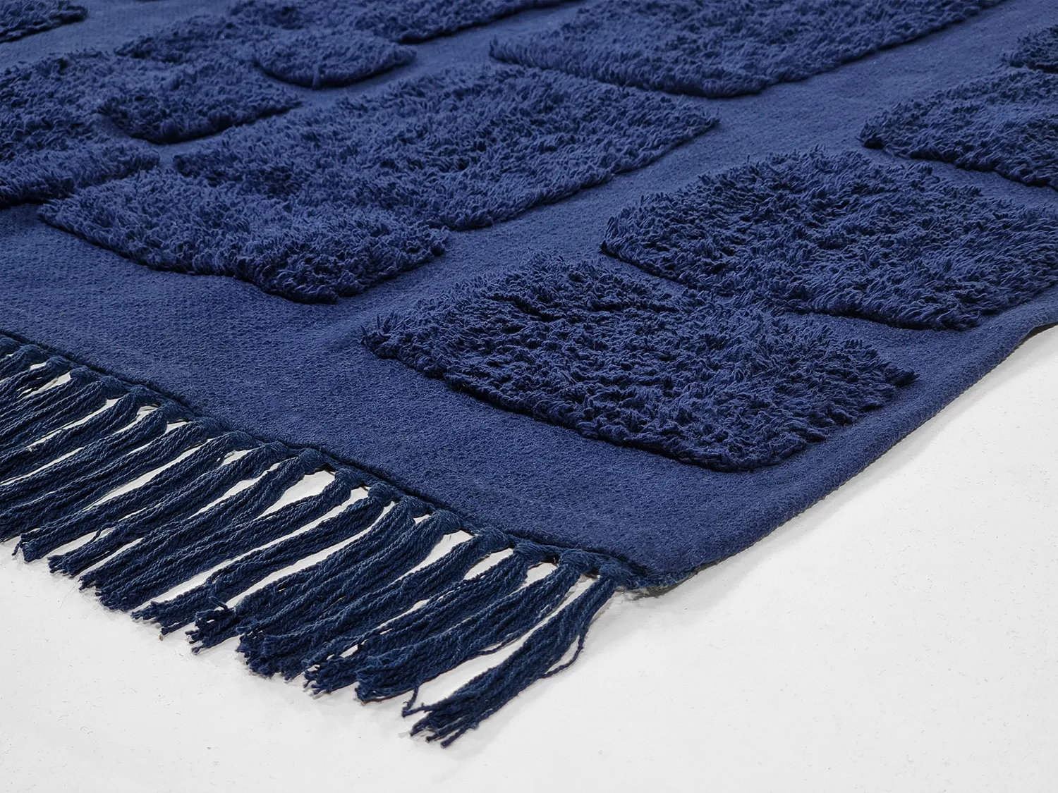 Tapis à poils longs - Salem Natural Cotton Shaggy (bleu foncé)