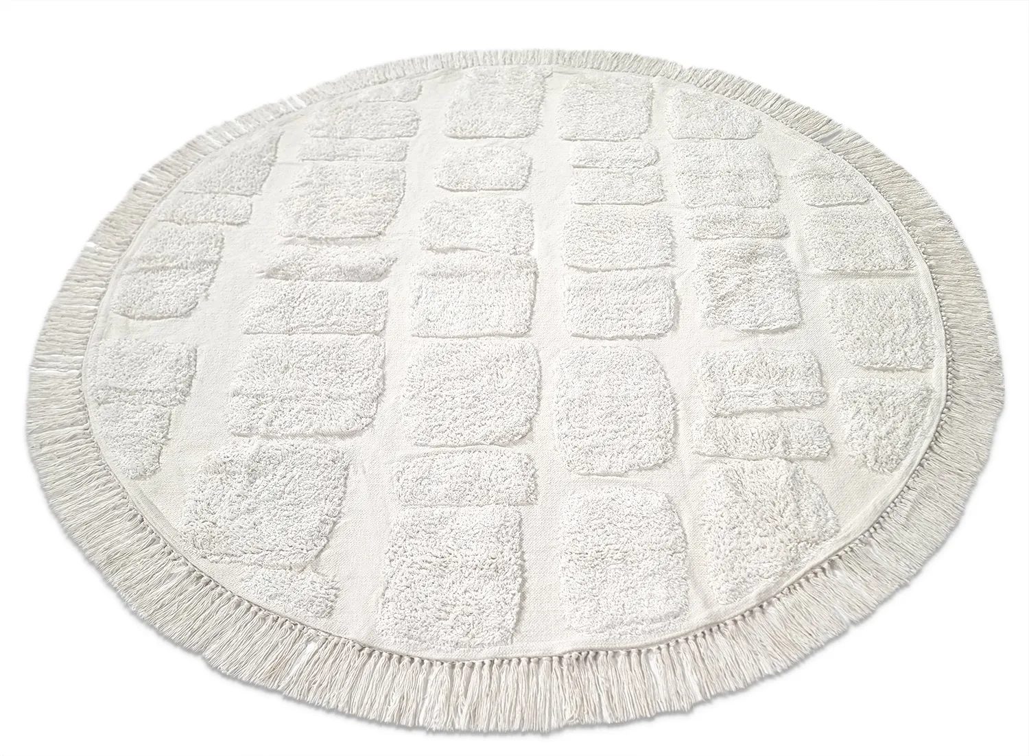 Runde Teppiche - Salem Natural Cotton Shaggy (offwhite)