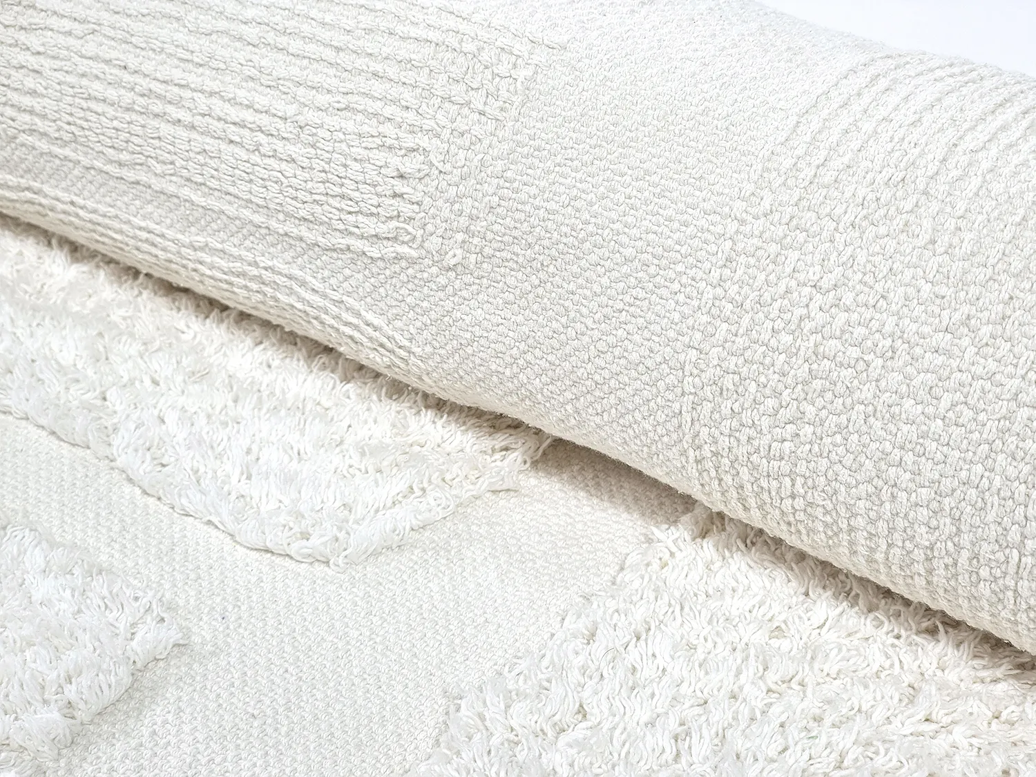 Runde Teppiche - Salem Natural Cotton Shaggy (offwhite)