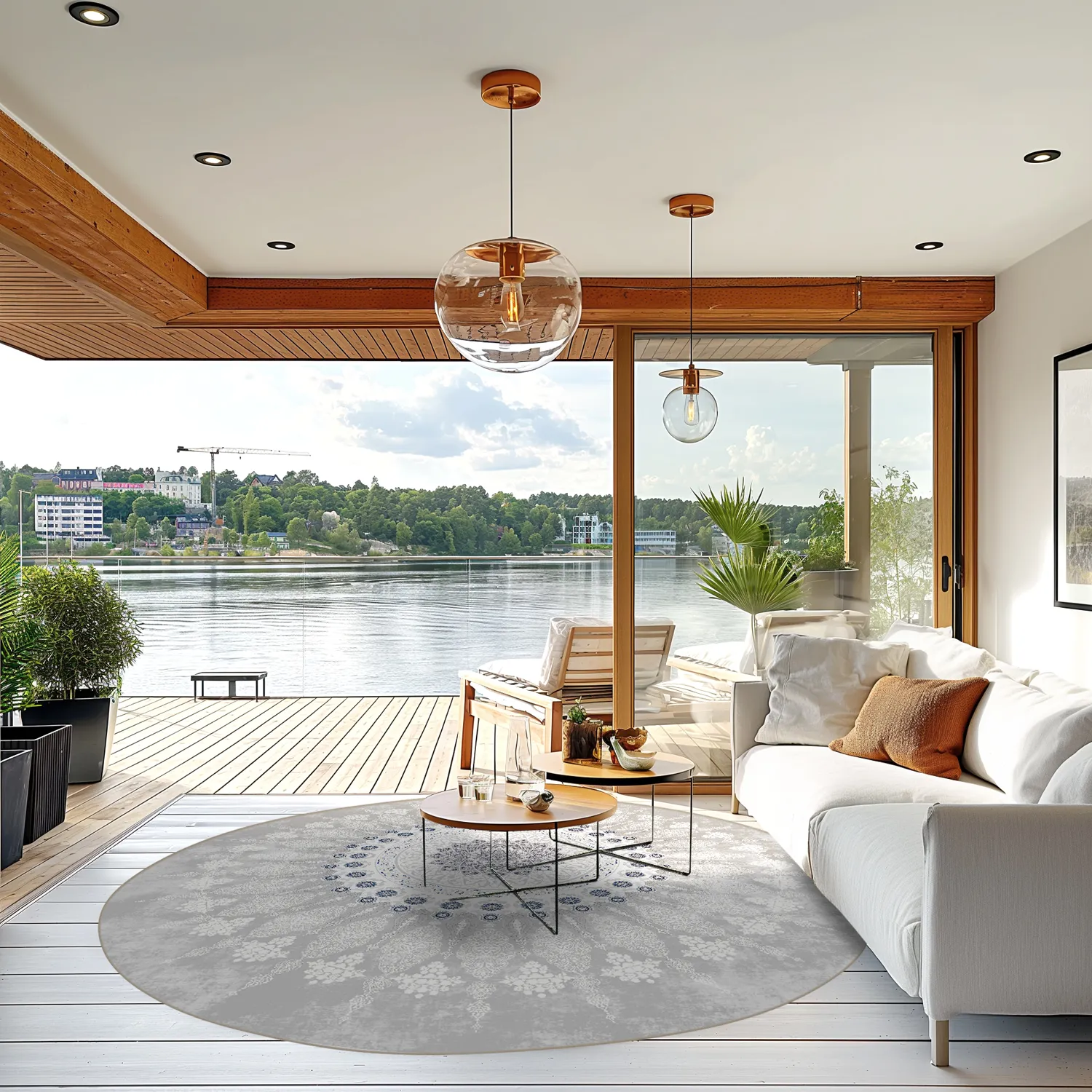 Rund Teppich - Sandrigo (grau/weiß)