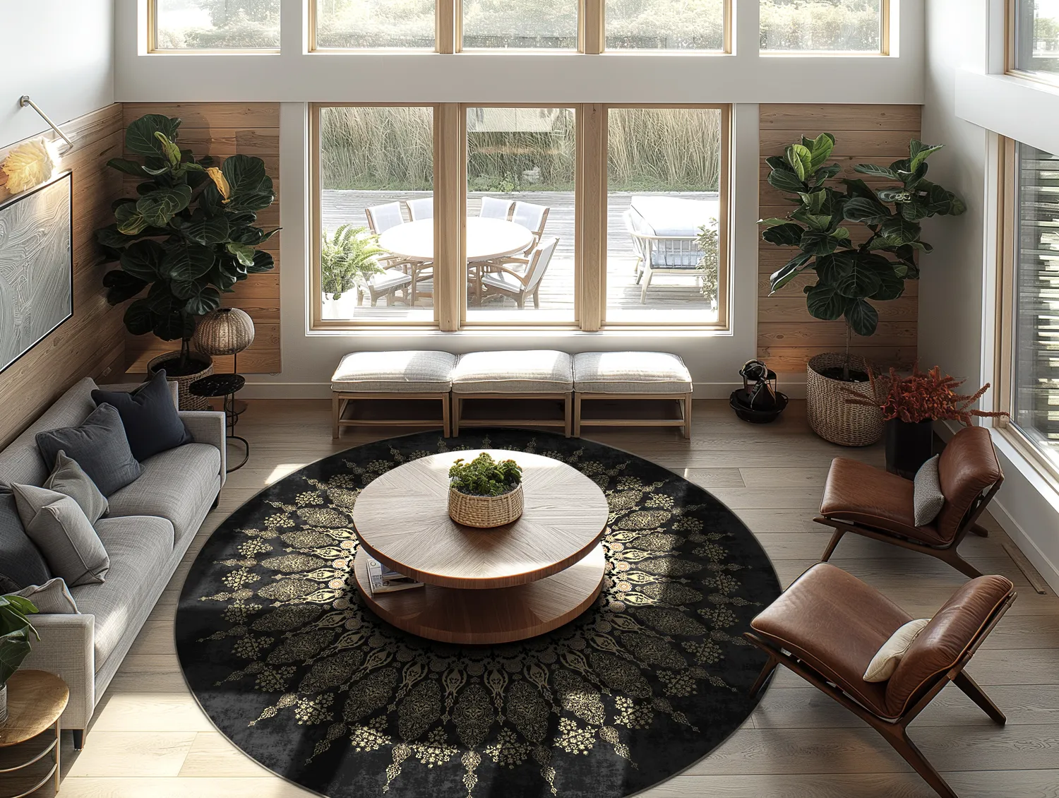 Rund Teppich - Sandrigo (schwarz/gold)