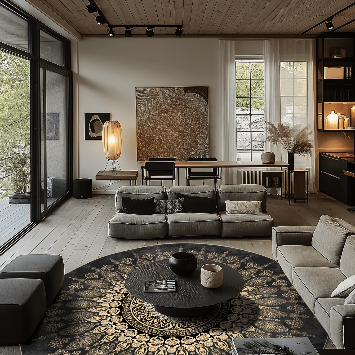 Rund Teppich - Sandrigo (schwarz/gold)