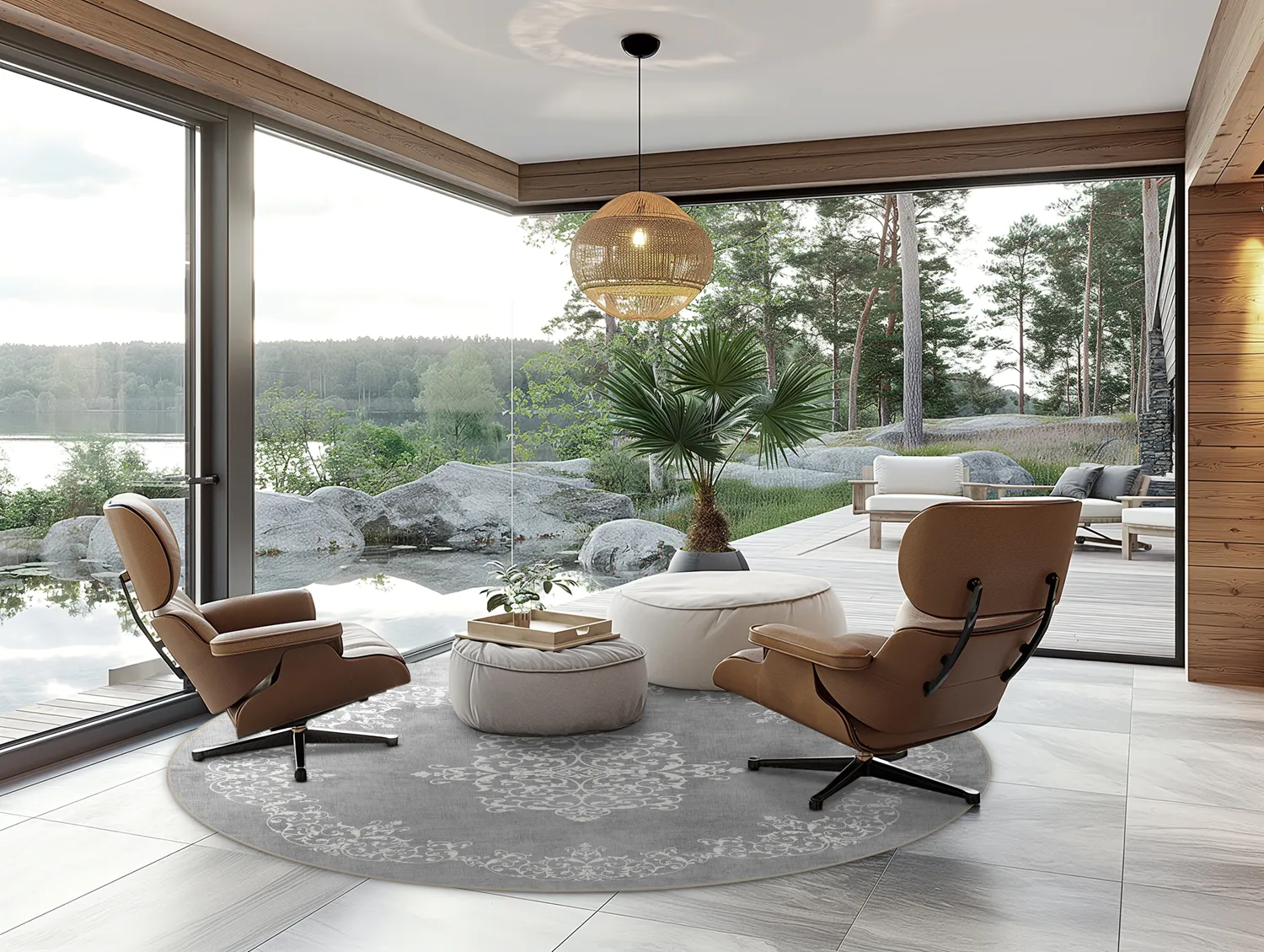 Rund Teppich - Santi (grau/weiß)