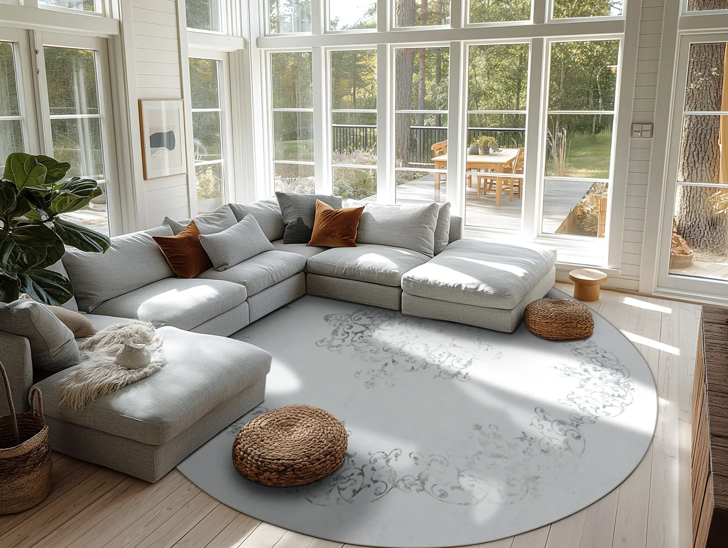 Rund Teppich - Santi (weiß/grau)