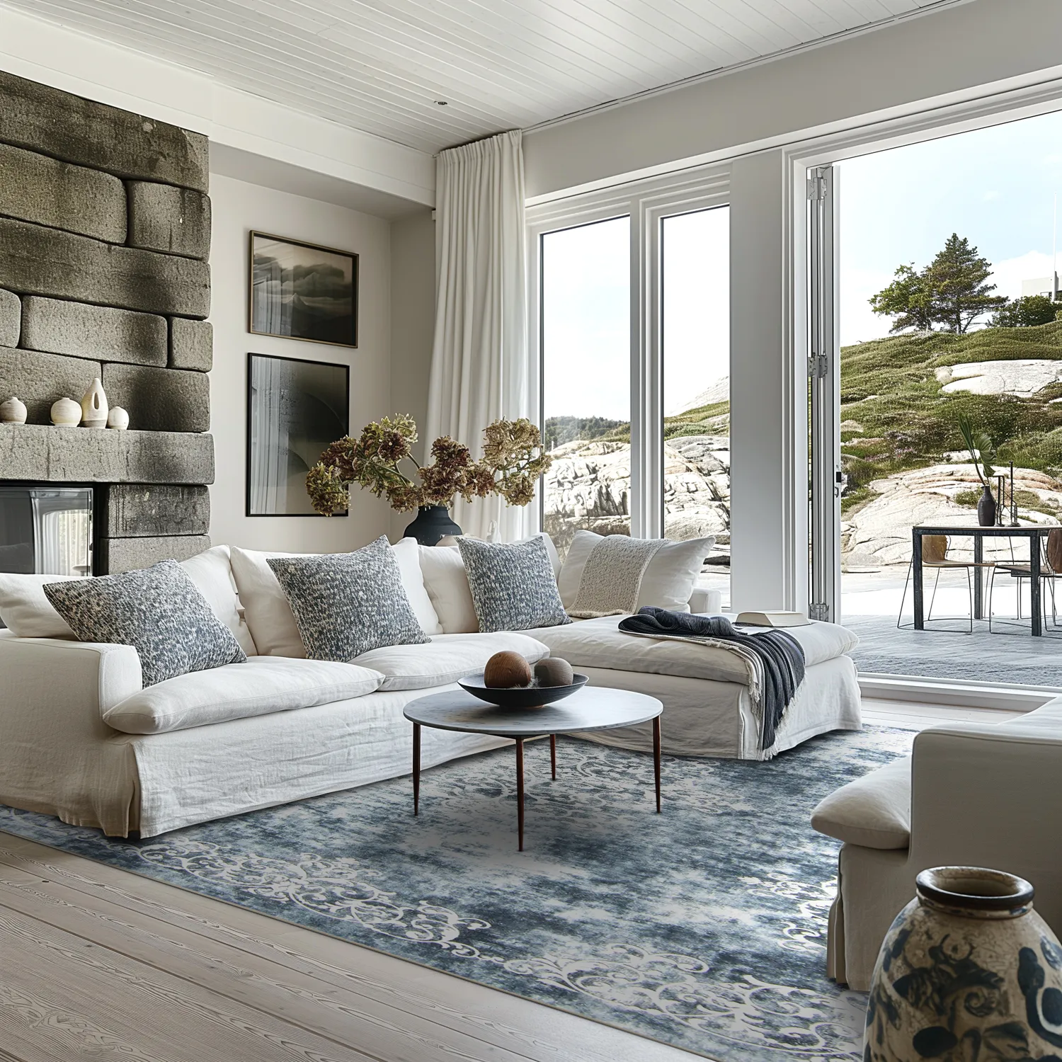 Wilton-Teppich - Santi (bläuliches grau/weiß)