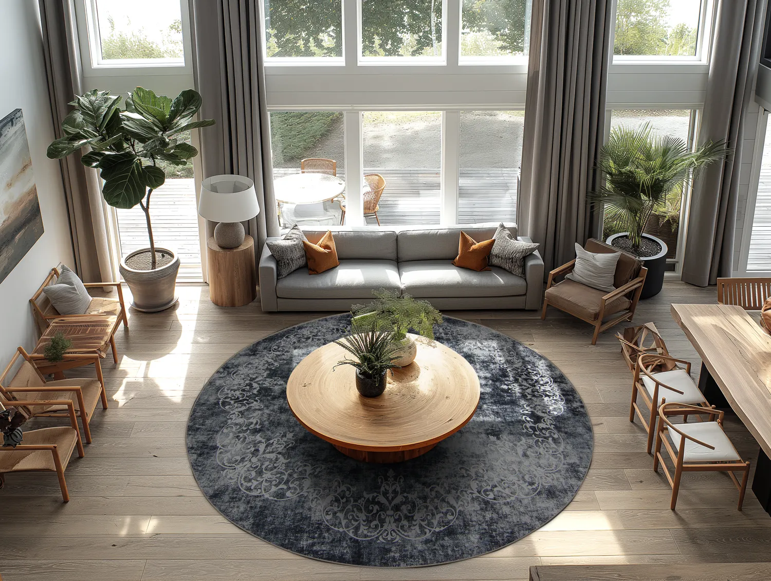 Rund Teppich - Santi (bläuliches grau/weiß)